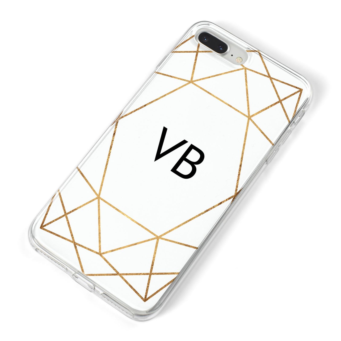 Personalised Initials White Gold Geometric iPhone 8 Plus Bumper Case on Silver iPhone Alternative Image