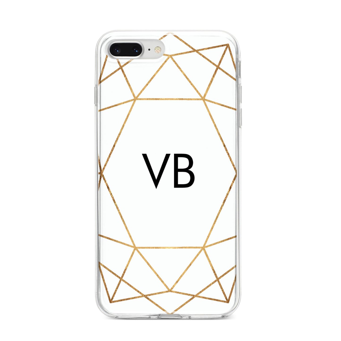 Personalised Initials White Gold Geometric iPhone 8 Plus Bumper Case on Silver iPhone