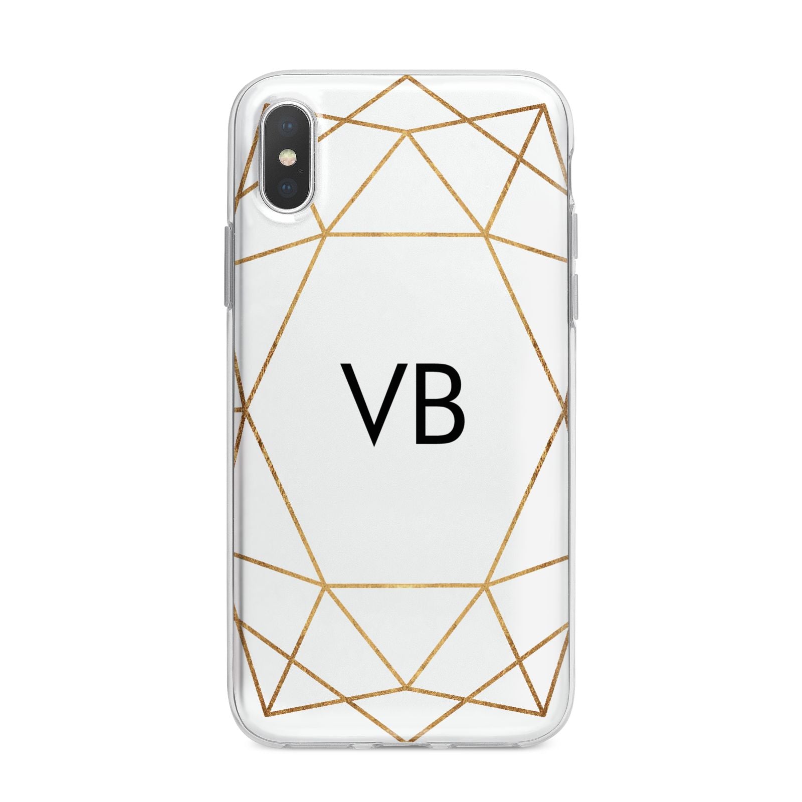 Personalised Initials White Gold Geometric iPhone X Bumper Case on Silver iPhone Alternative Image 1