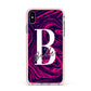 Personalised Ink Marble Apple iPhone Xs Max Impact Case Pink Edge on Silver Phone