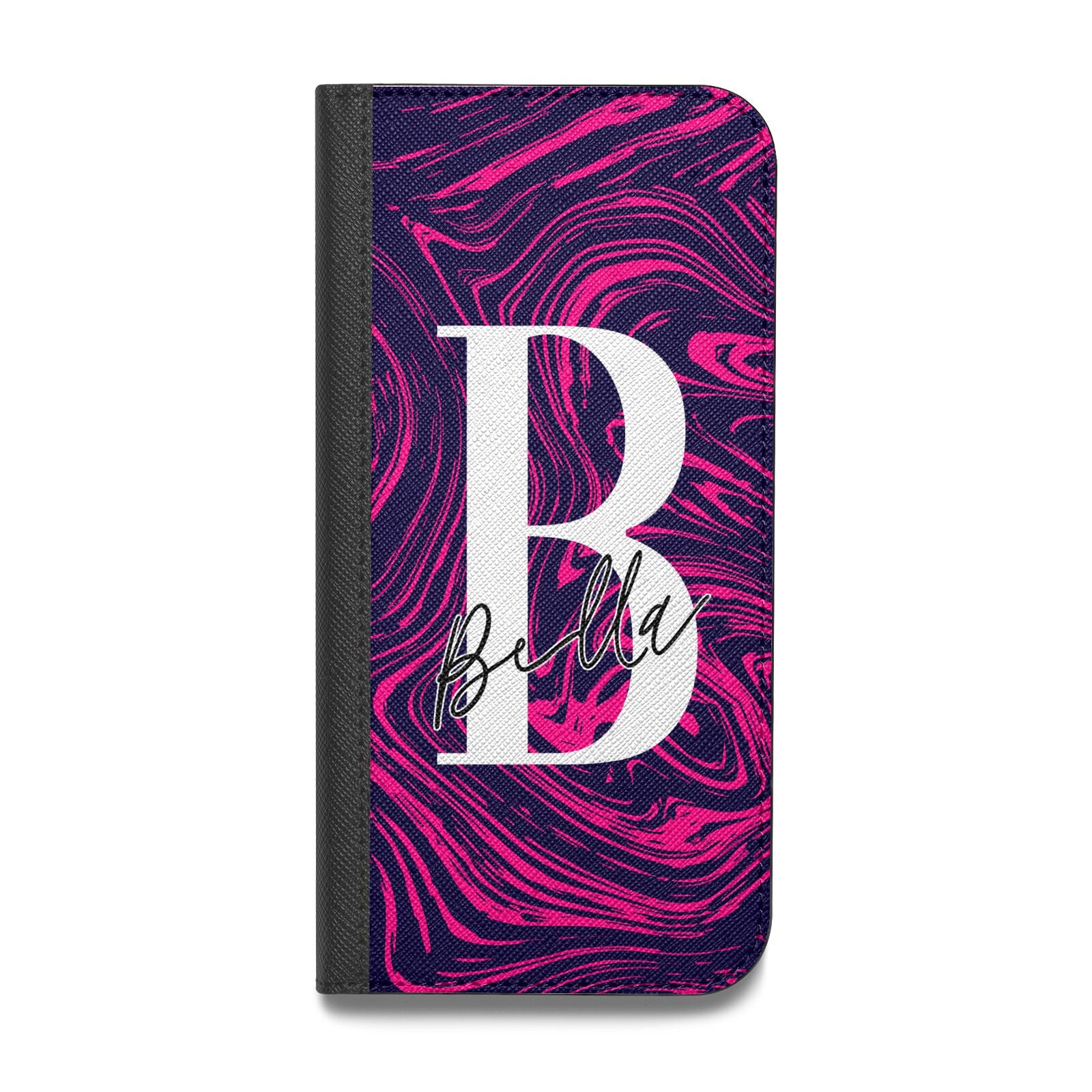 Personalised Ink Marble Vegan Leather Flip iPhone Case