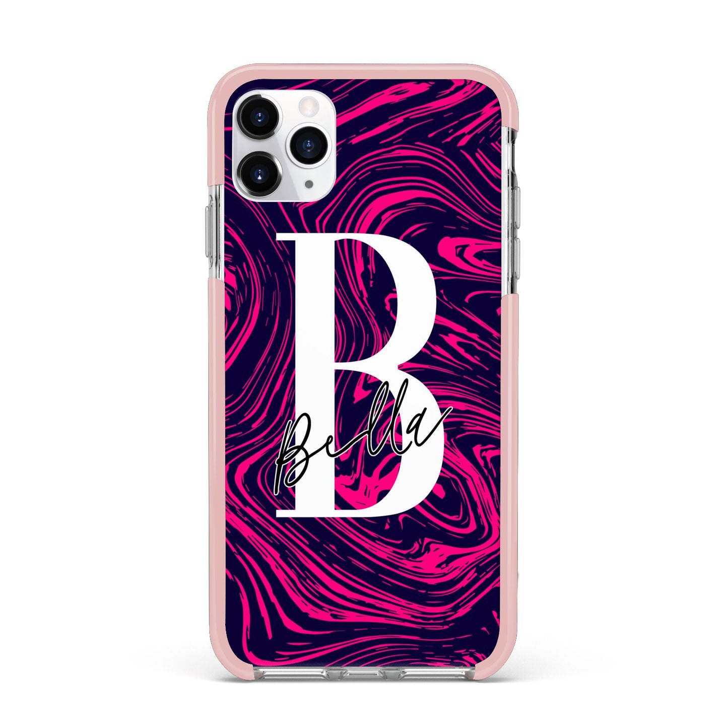 Personalised Ink Marble iPhone 11 Pro Max Impact Pink Edge Case