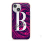 Personalised Ink Marble iPhone 13 Mini TPU Impact Case with Pink Edges