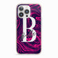 Personalised Ink Marble iPhone 13 Pro TPU Impact Case with Pink Edges