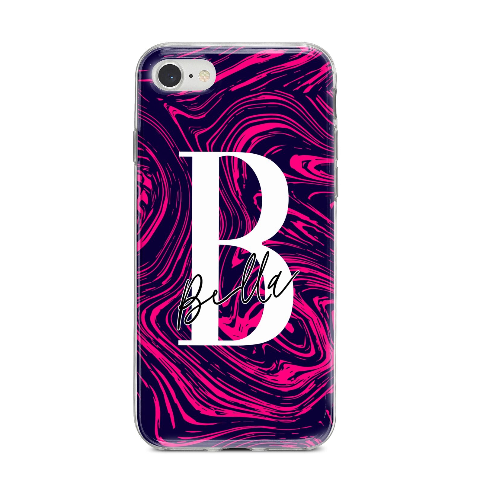Personalised Ink Marble iPhone 8 Bumper Case on Silver iPhone