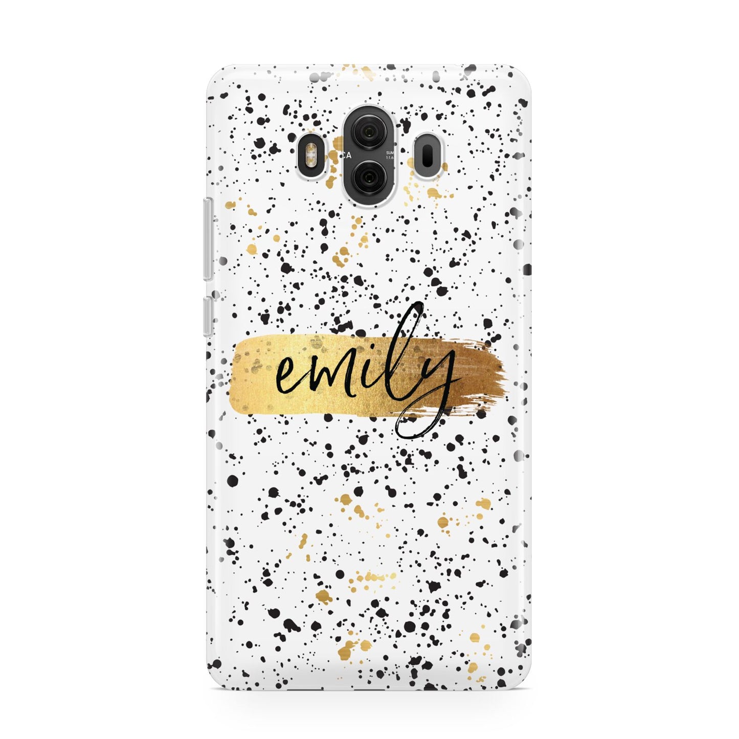 Personalised Ink Splatter Gold Huawei Mate 10 Protective Phone Case