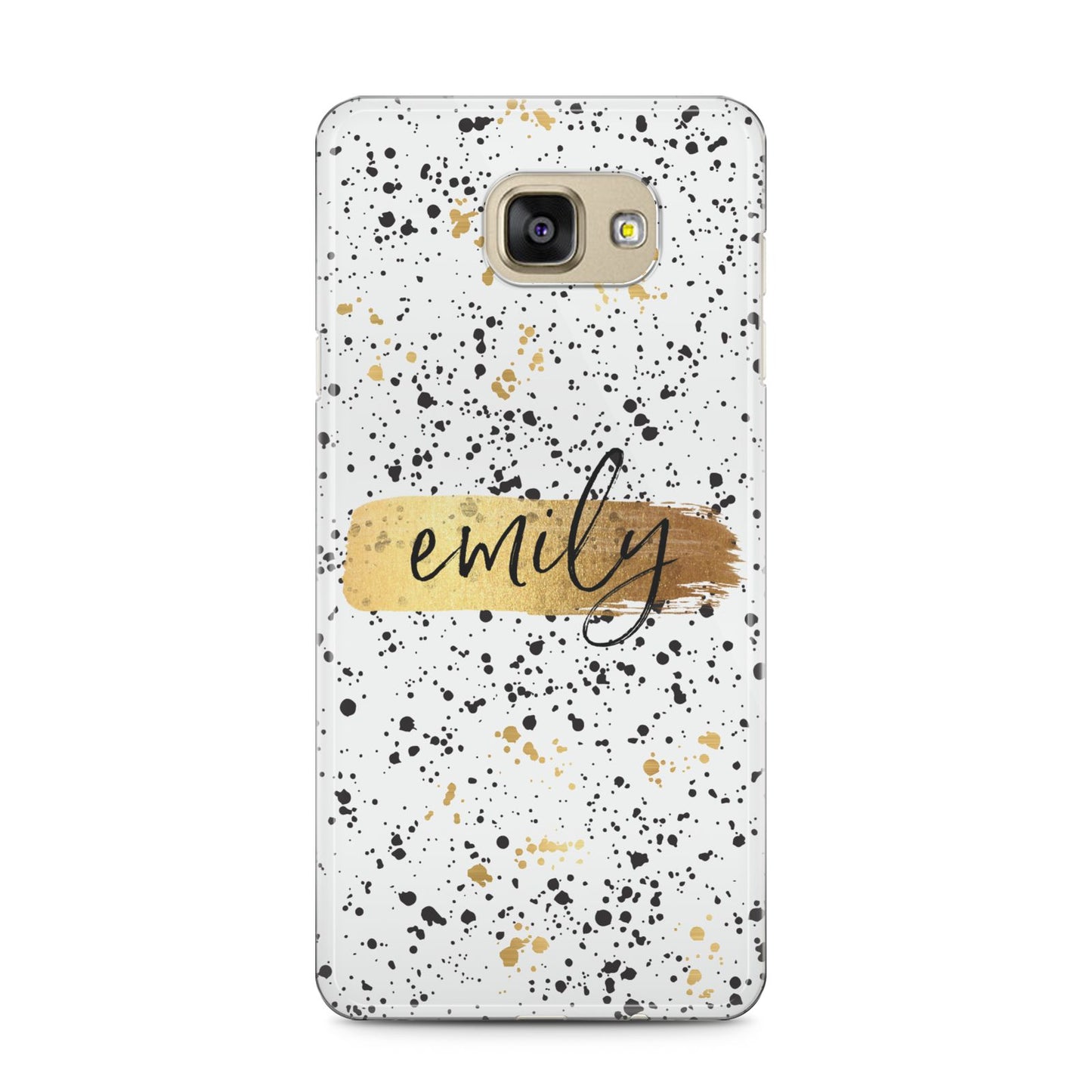 Personalised Ink Splatter Gold Samsung Galaxy A5 2016 Case on gold phone