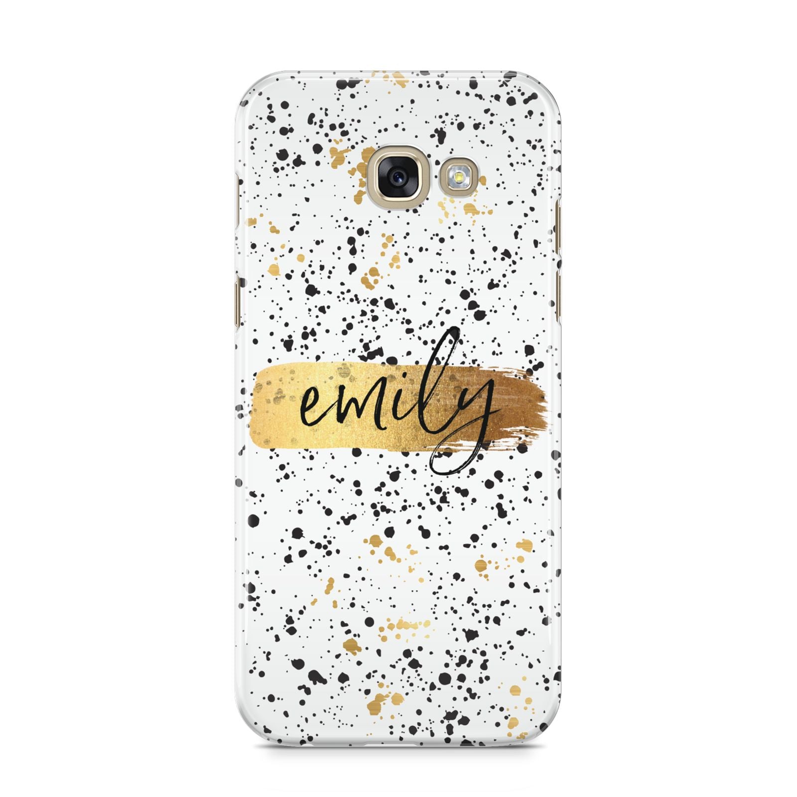 Personalised Ink Splatter Gold Samsung Galaxy A5 2017 Case on gold phone