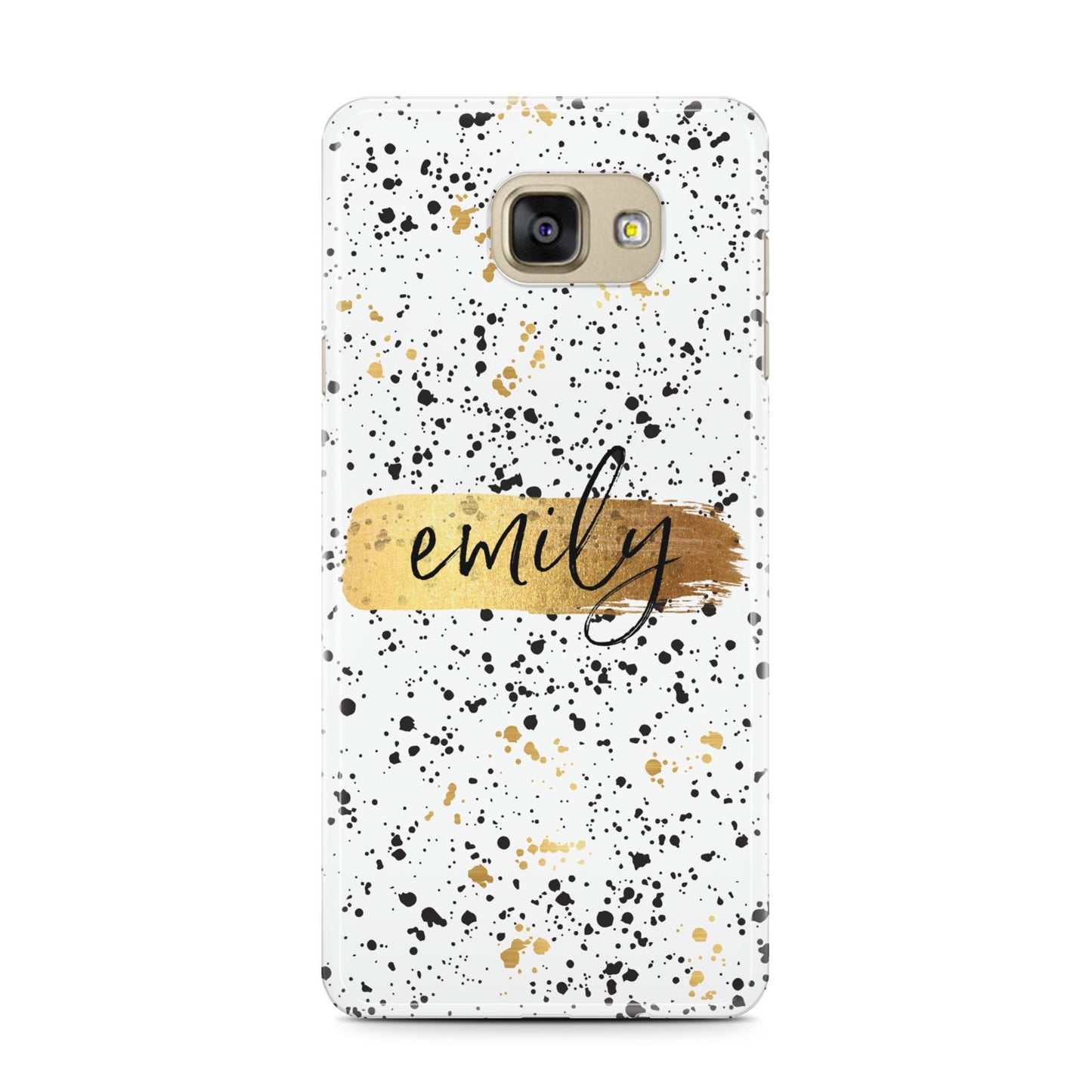 Personalised Ink Splatter Gold Samsung Galaxy A7 2016 Case on gold phone