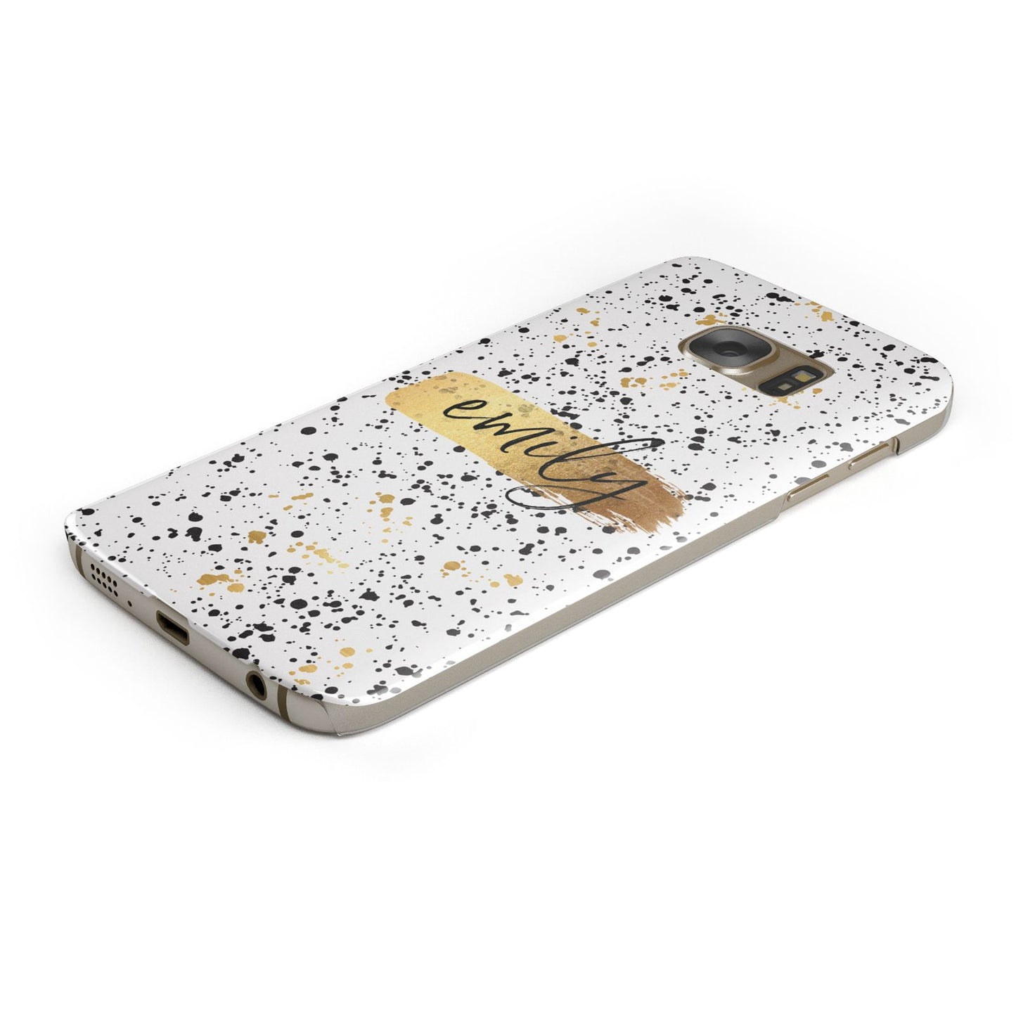 Personalised Ink Splatter Gold Samsung Galaxy Case Bottom Cutout