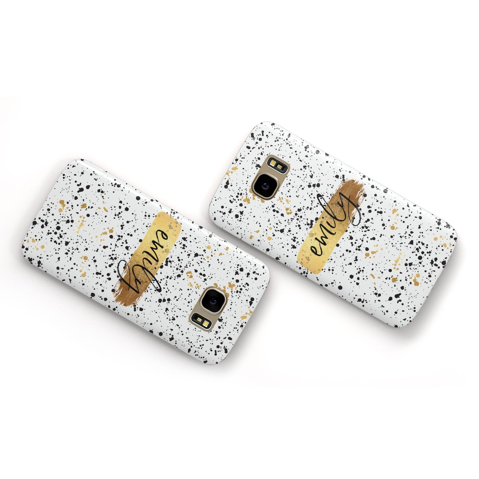 Personalised Ink Splatter Gold Samsung Galaxy Case Flat Overview