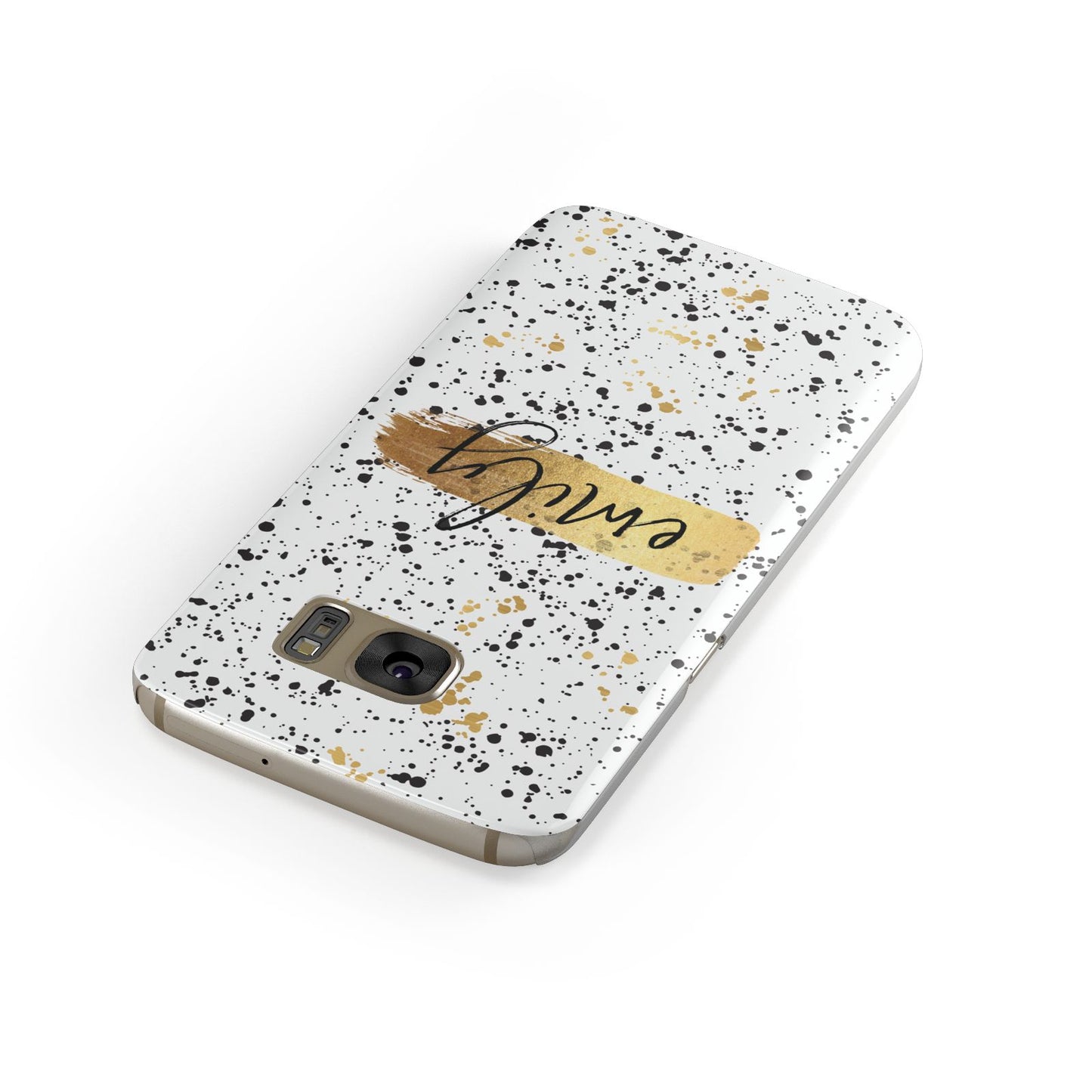 Personalised Ink Splatter Gold Samsung Galaxy Case Front Close Up