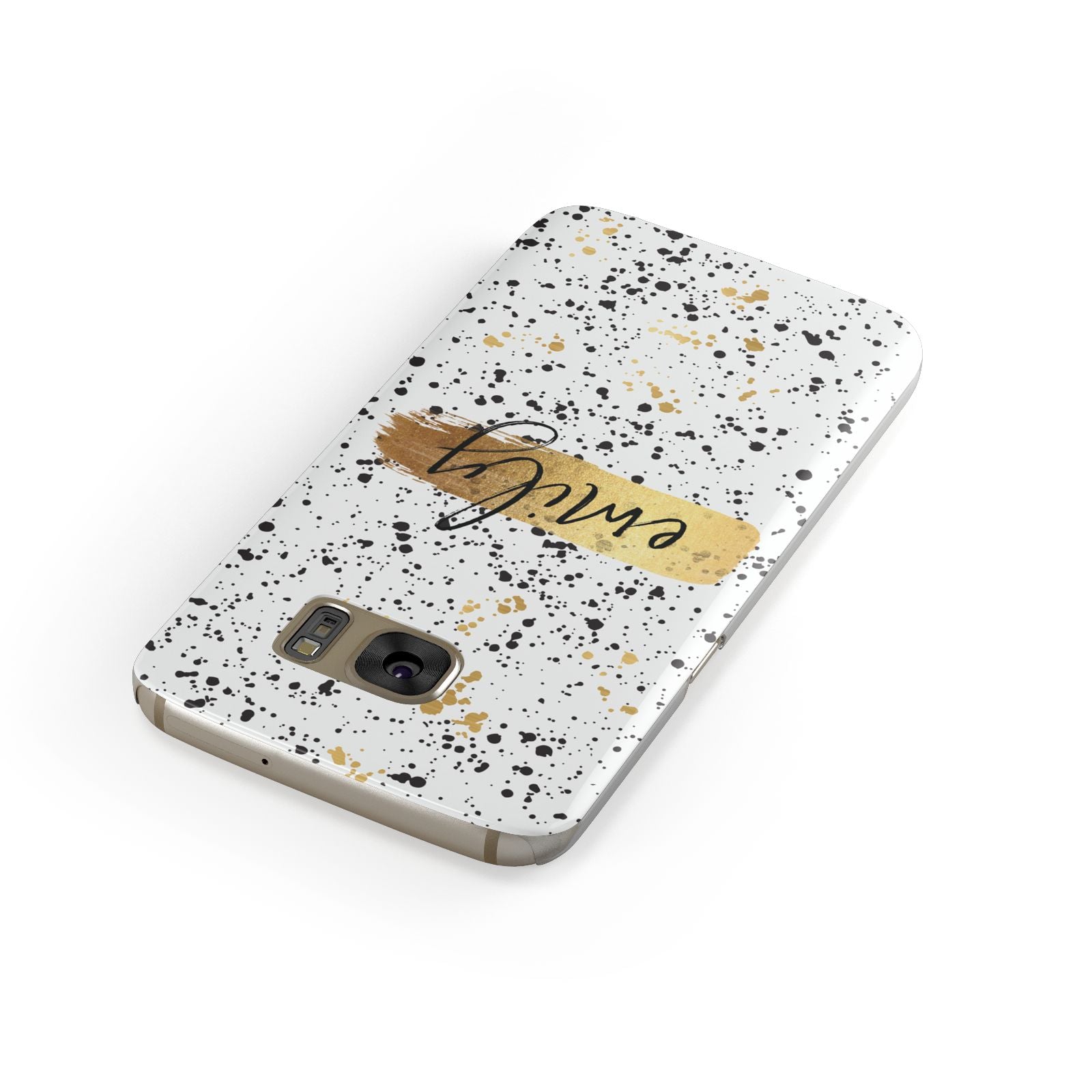 Personalised Ink Splatter Gold Samsung Galaxy Case Front Close Up