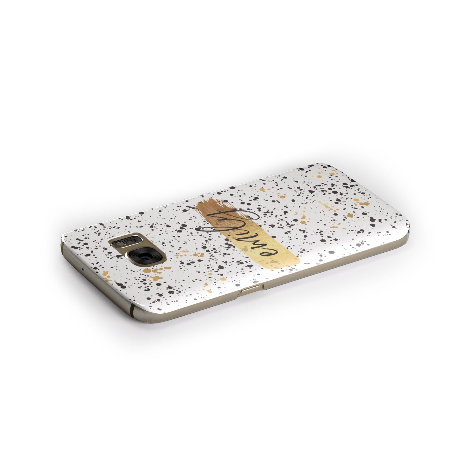 Personalised Ink Splatter Gold Samsung Galaxy Case Side Close Up