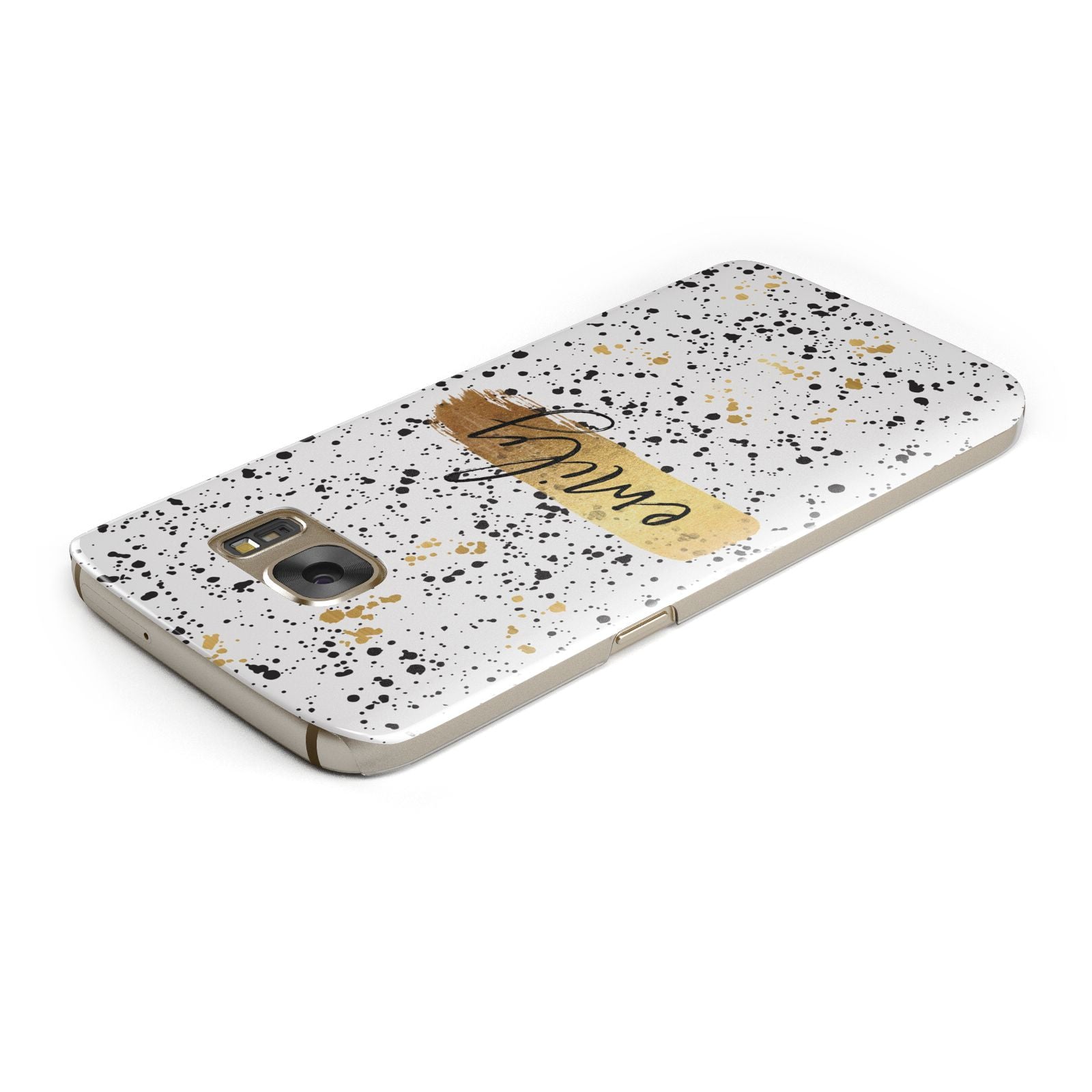 Personalised Ink Splatter Gold Samsung Galaxy Case Top Cutout