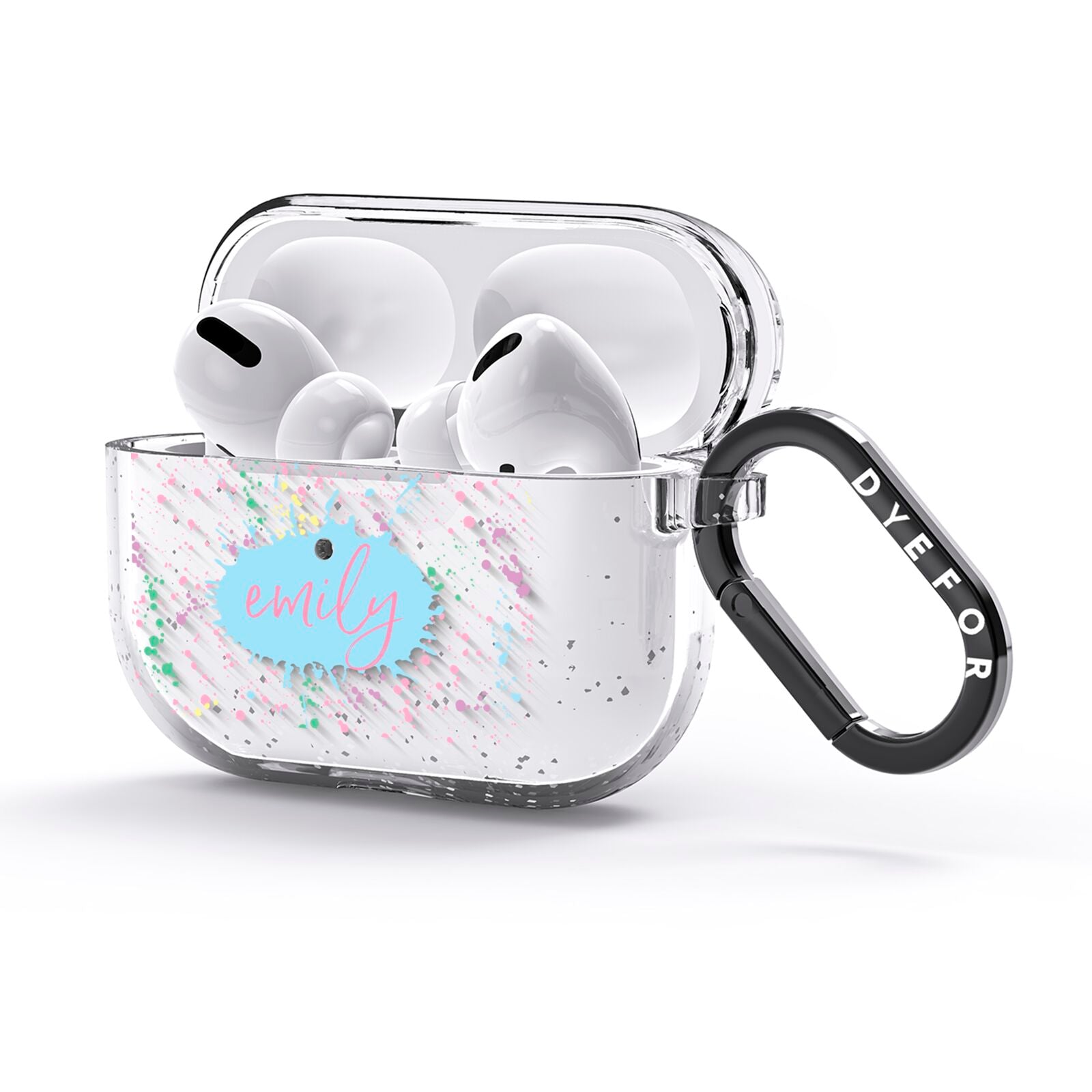 Personalised Ink Splatter Mulitcoloured AirPods Glitter Case 3rd Gen Side Image