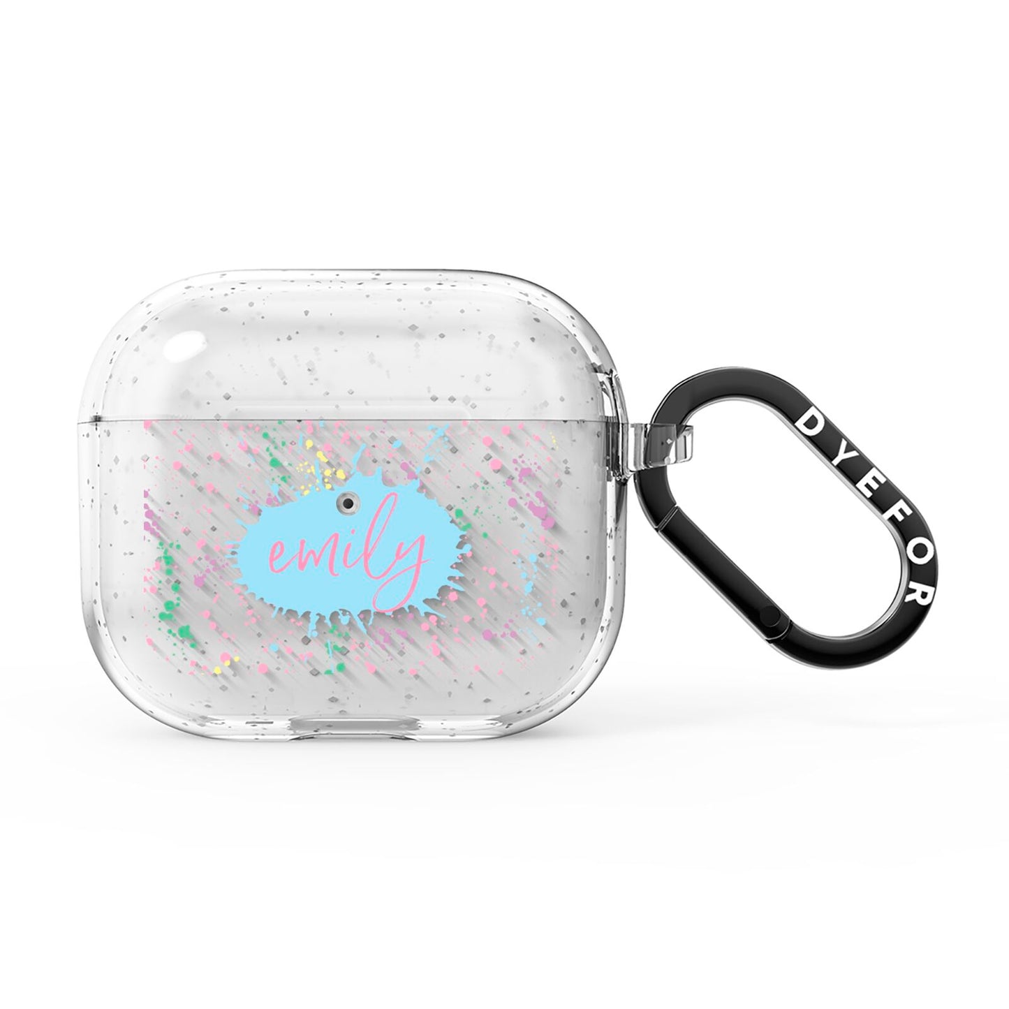 Personalised Ink Splatter Mulitcoloured AirPods Glitter Case 3rd Gen