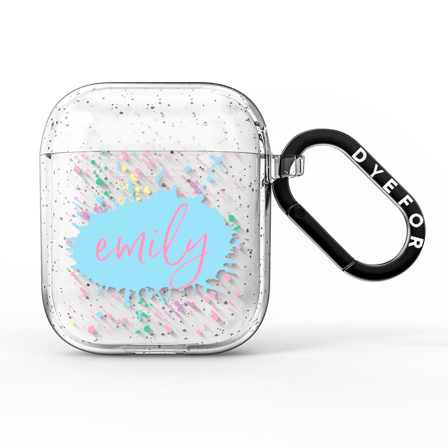 Personalised Ink Splatter Mulitcoloured AirPods Glitter Case