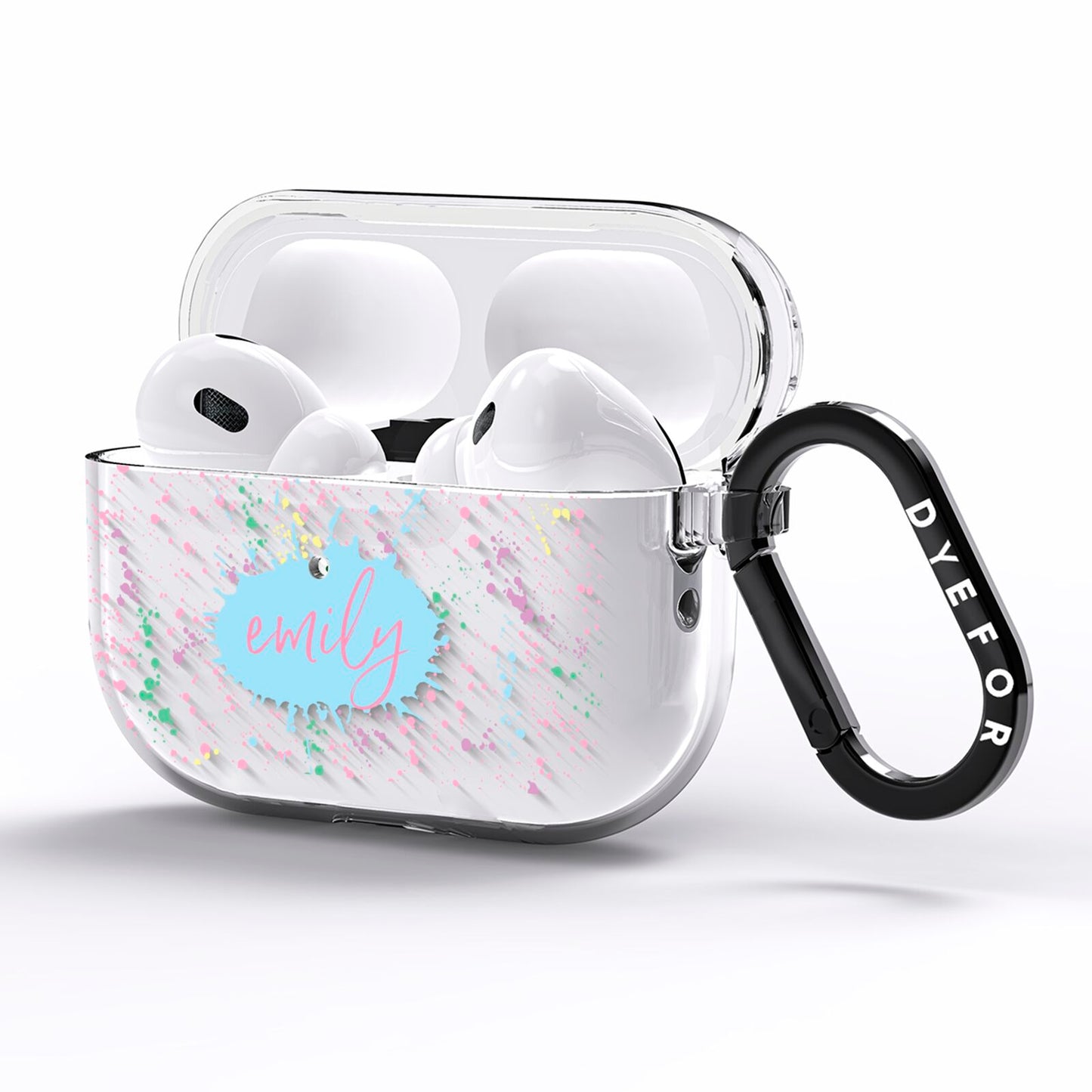 Personalised Ink Splatter Mulitcoloured AirPods Pro Clear Case Side Image