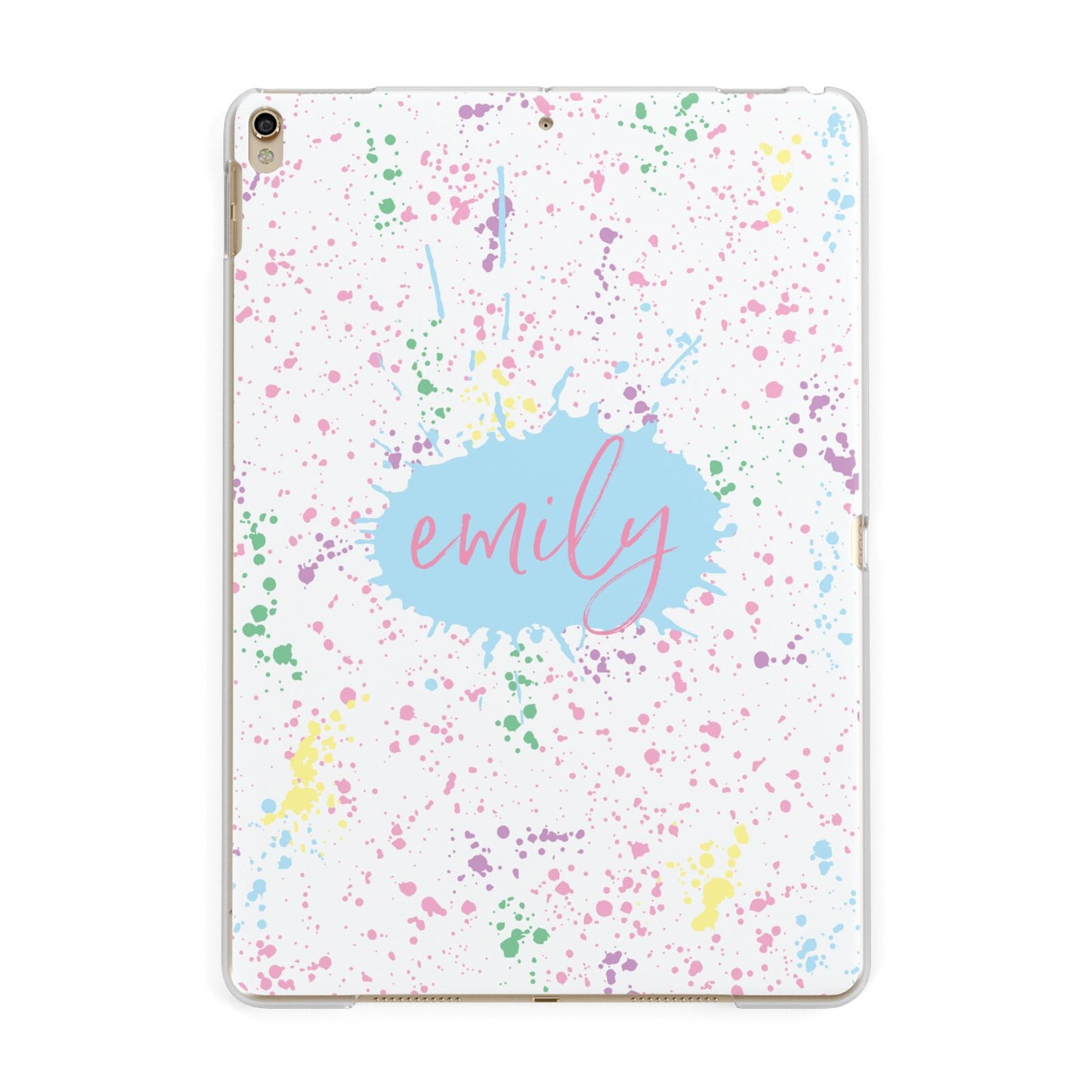 Personalised Ink Splatter Mulitcoloured Apple iPad Gold Case