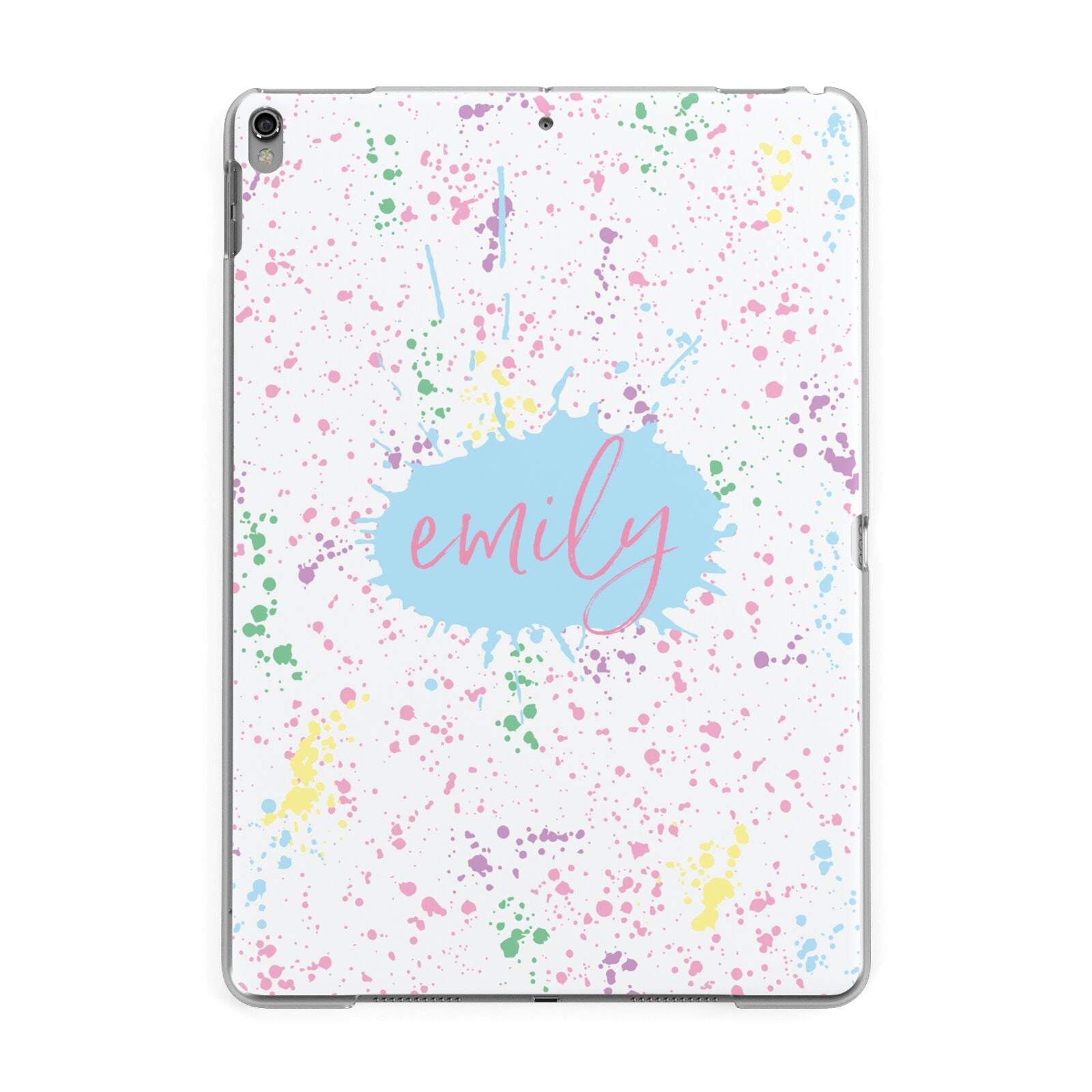 Personalised Ink Splatter Mulitcoloured Apple iPad Grey Case