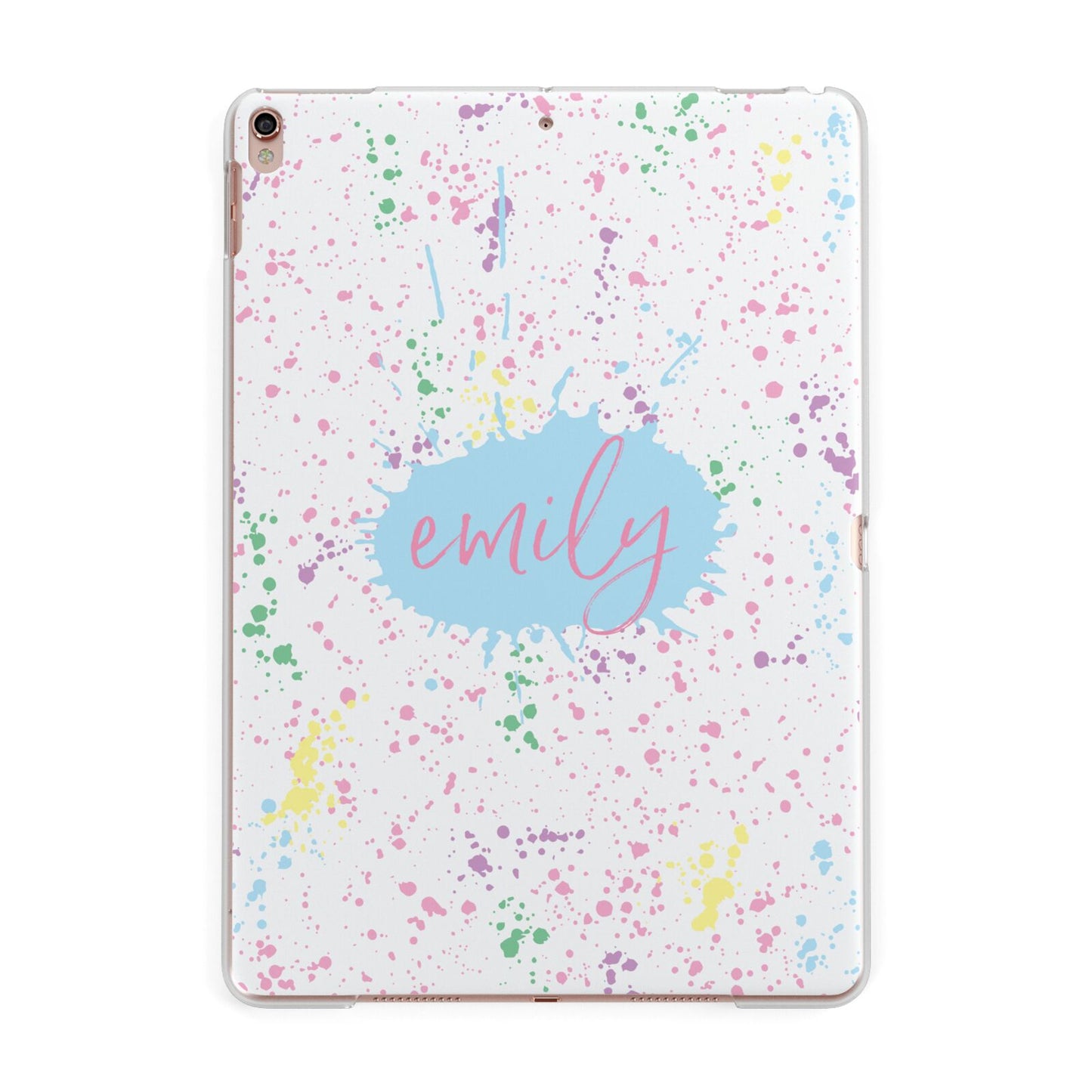 Personalised Ink Splatter Mulitcoloured Apple iPad Rose Gold Case