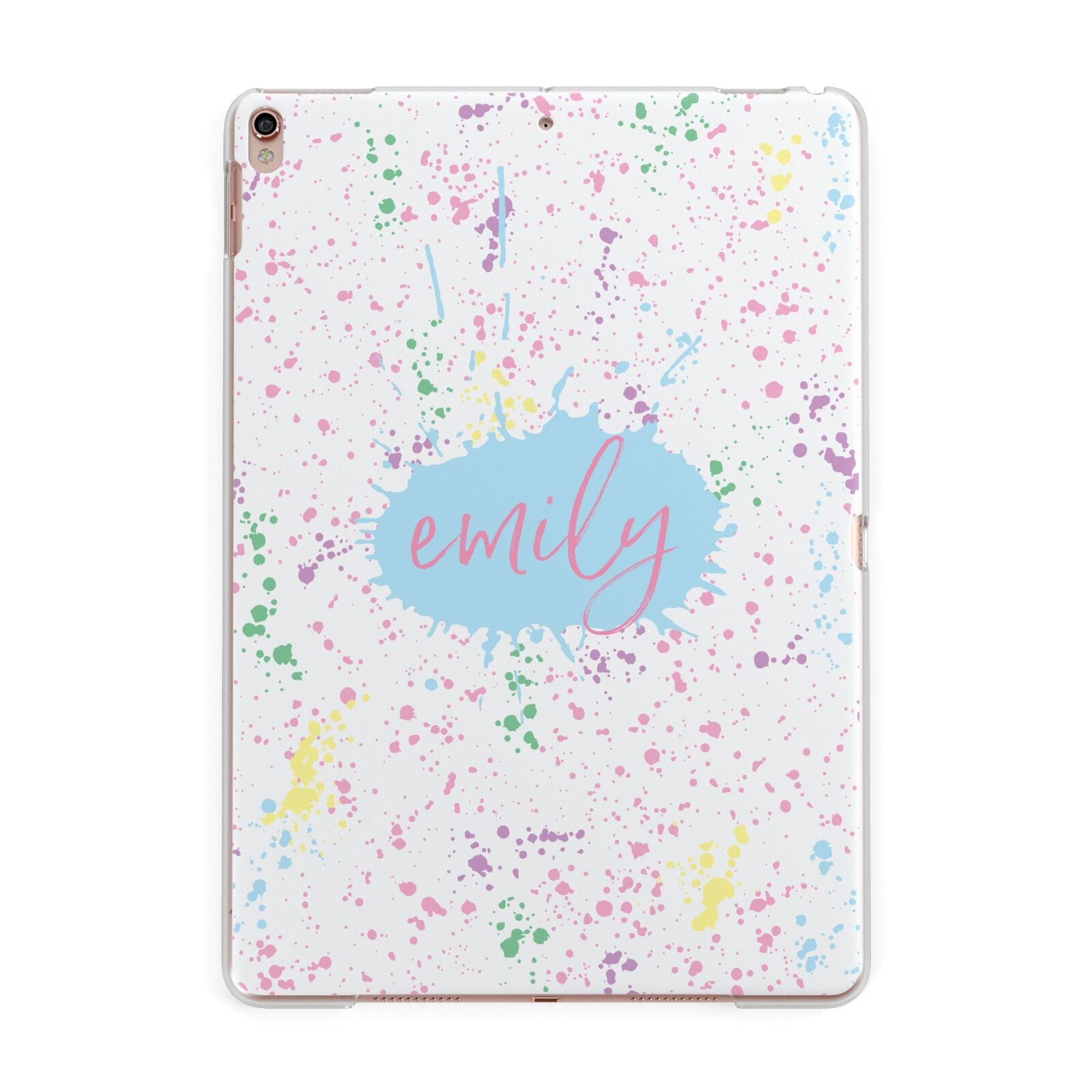 Personalised Ink Splatter Mulitcoloured Apple iPad Rose Gold Case