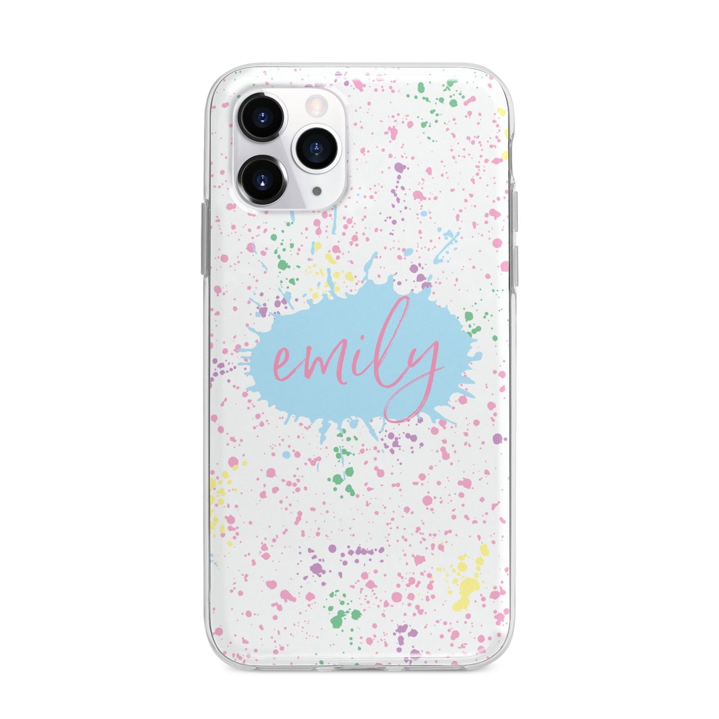 Personalised Ink Splatter Mulitcoloured Apple iPhone 11 Pro Max in Silver with Bumper Case