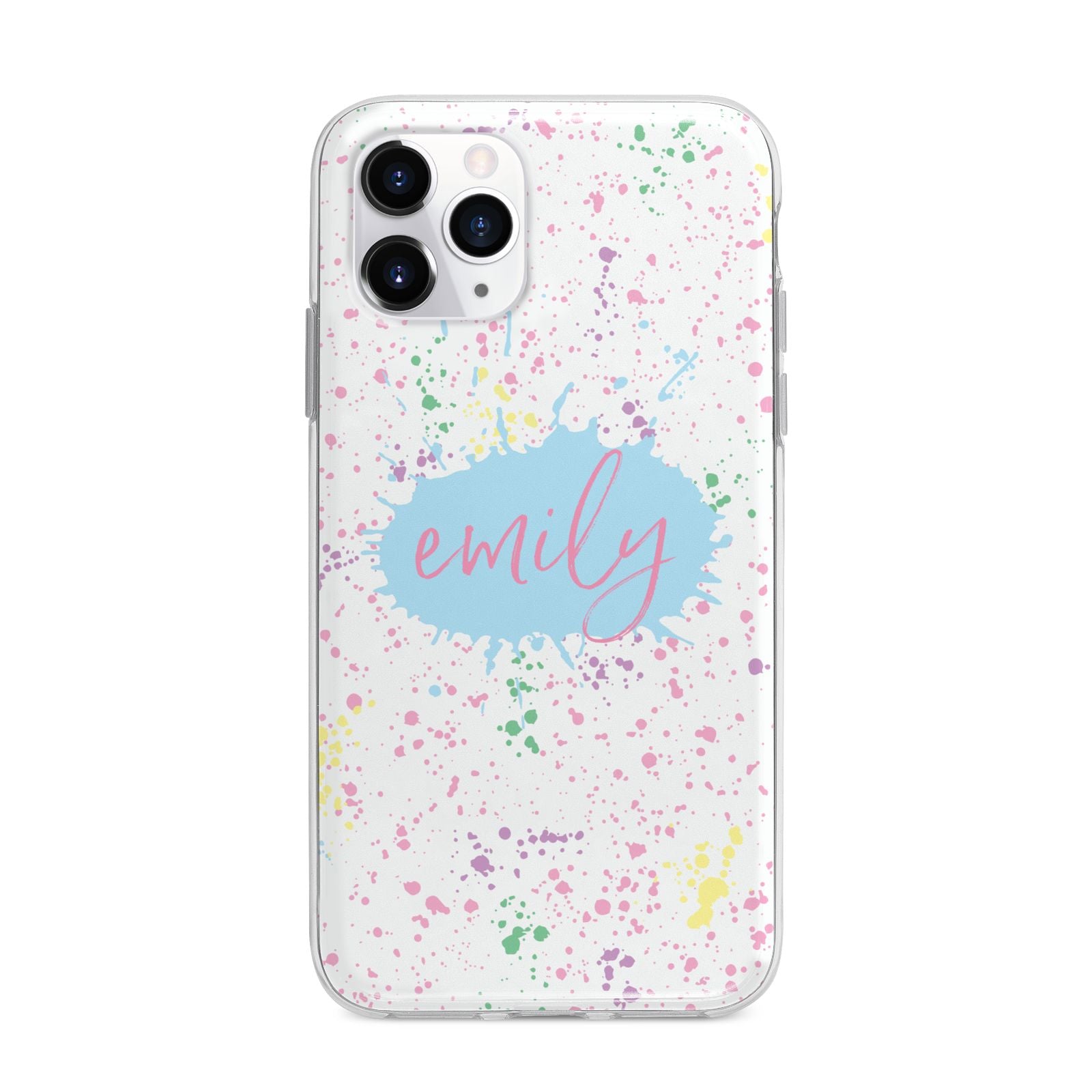 Personalised Ink Splatter Mulitcoloured Apple iPhone 11 Pro in Silver with Bumper Case