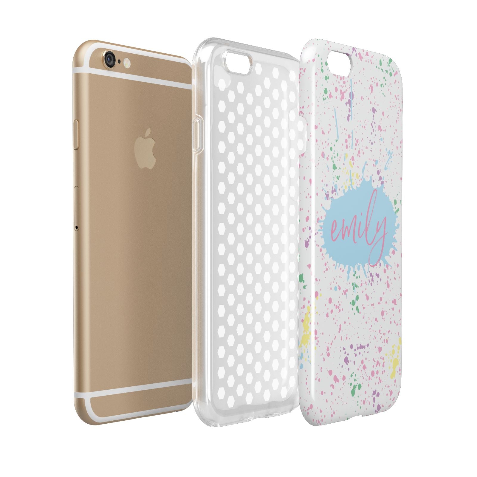 Personalised Ink Splatter Mulitcoloured Apple iPhone 6 3D Tough Case Expanded view