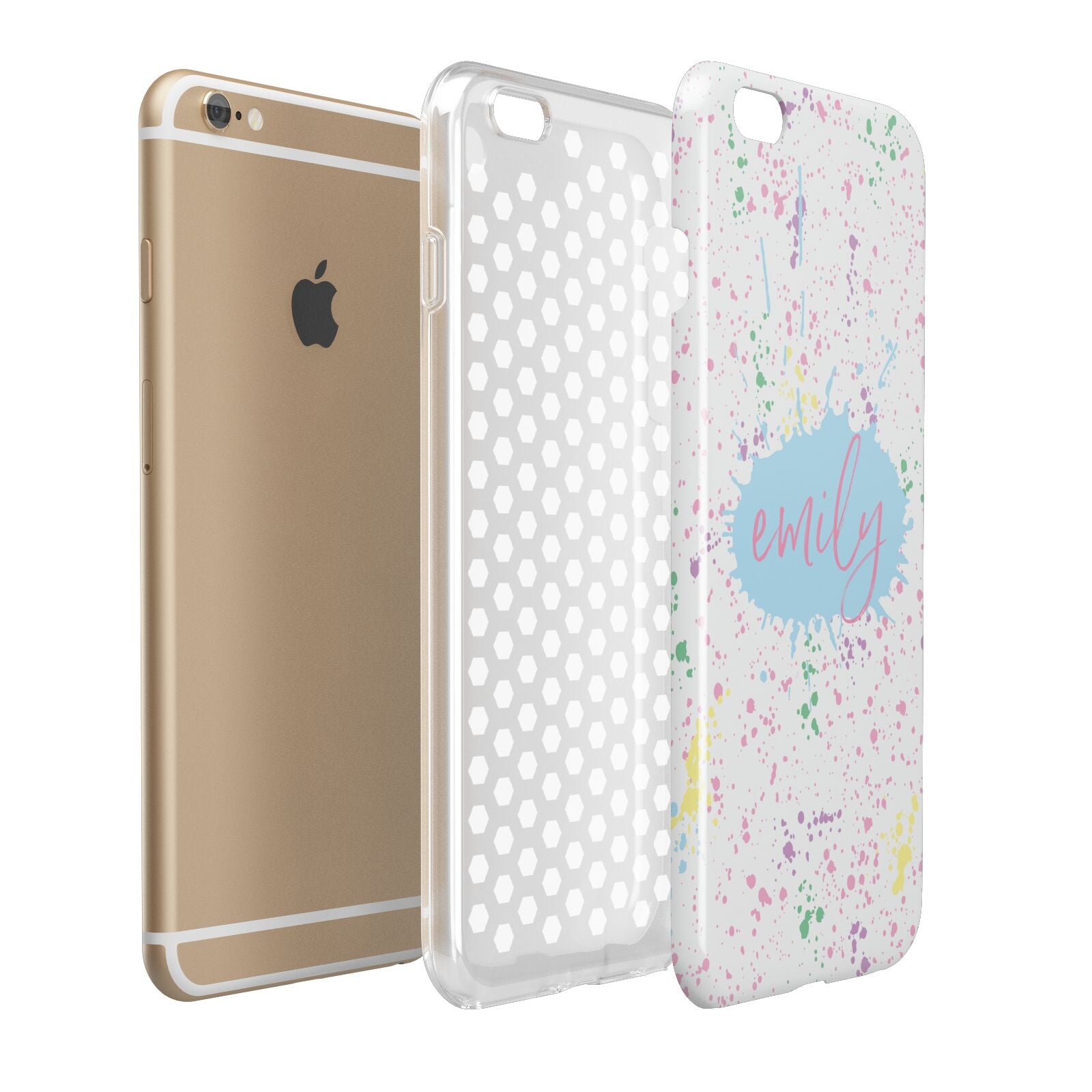 Personalised Ink Splatter Mulitcoloured Apple iPhone 6 Plus 3D Tough Case Expand Detail Image