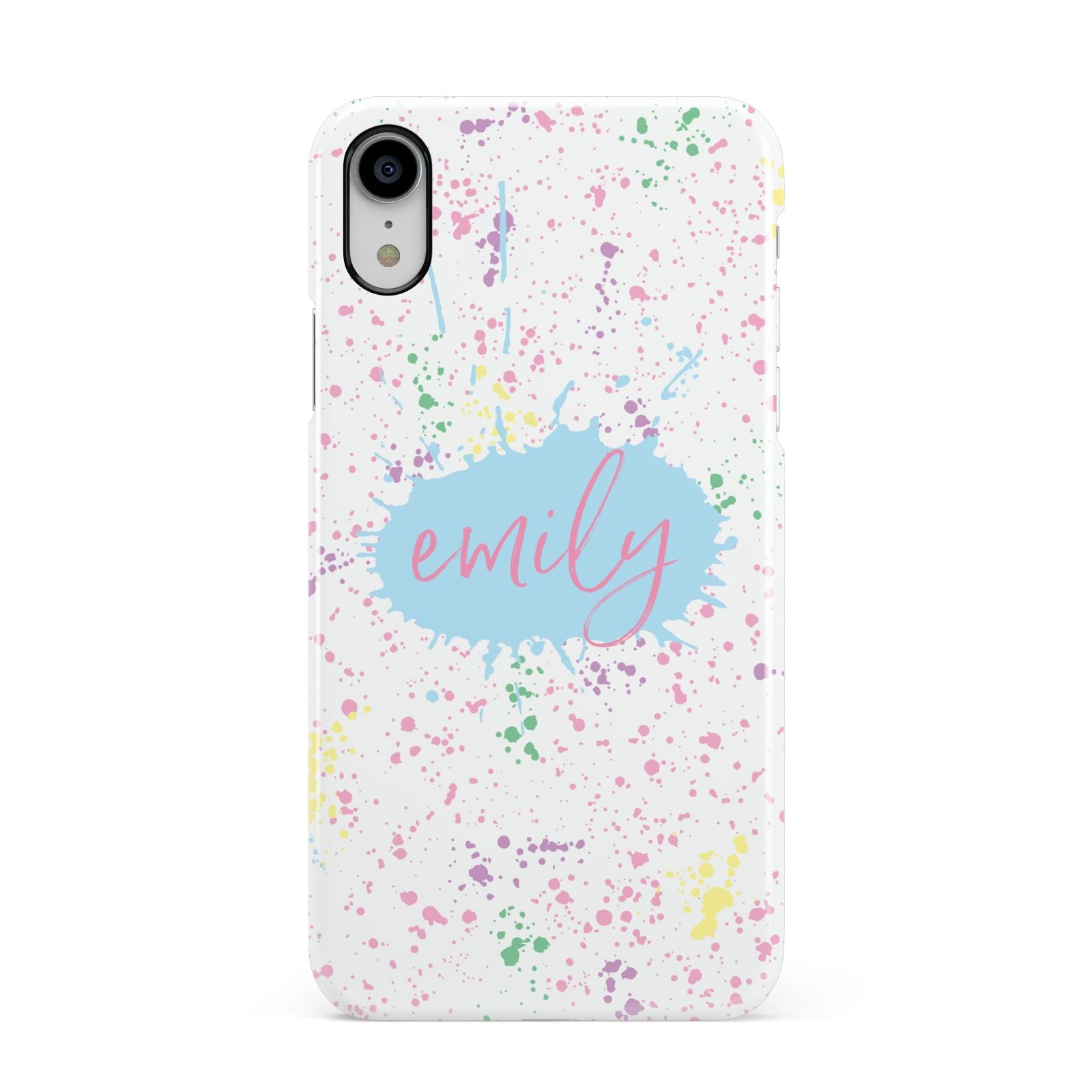 Personalised Ink Splatter Mulitcoloured Apple iPhone XR White 3D Snap Case