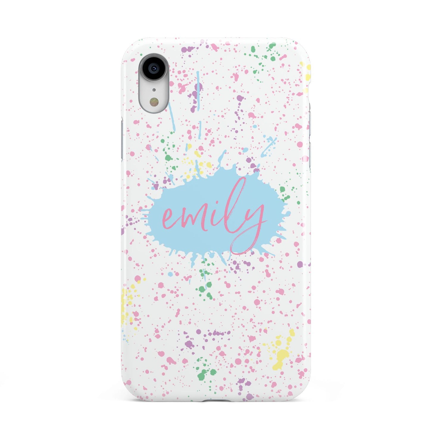 Personalised Ink Splatter Mulitcoloured Apple iPhone XR White 3D Tough Case