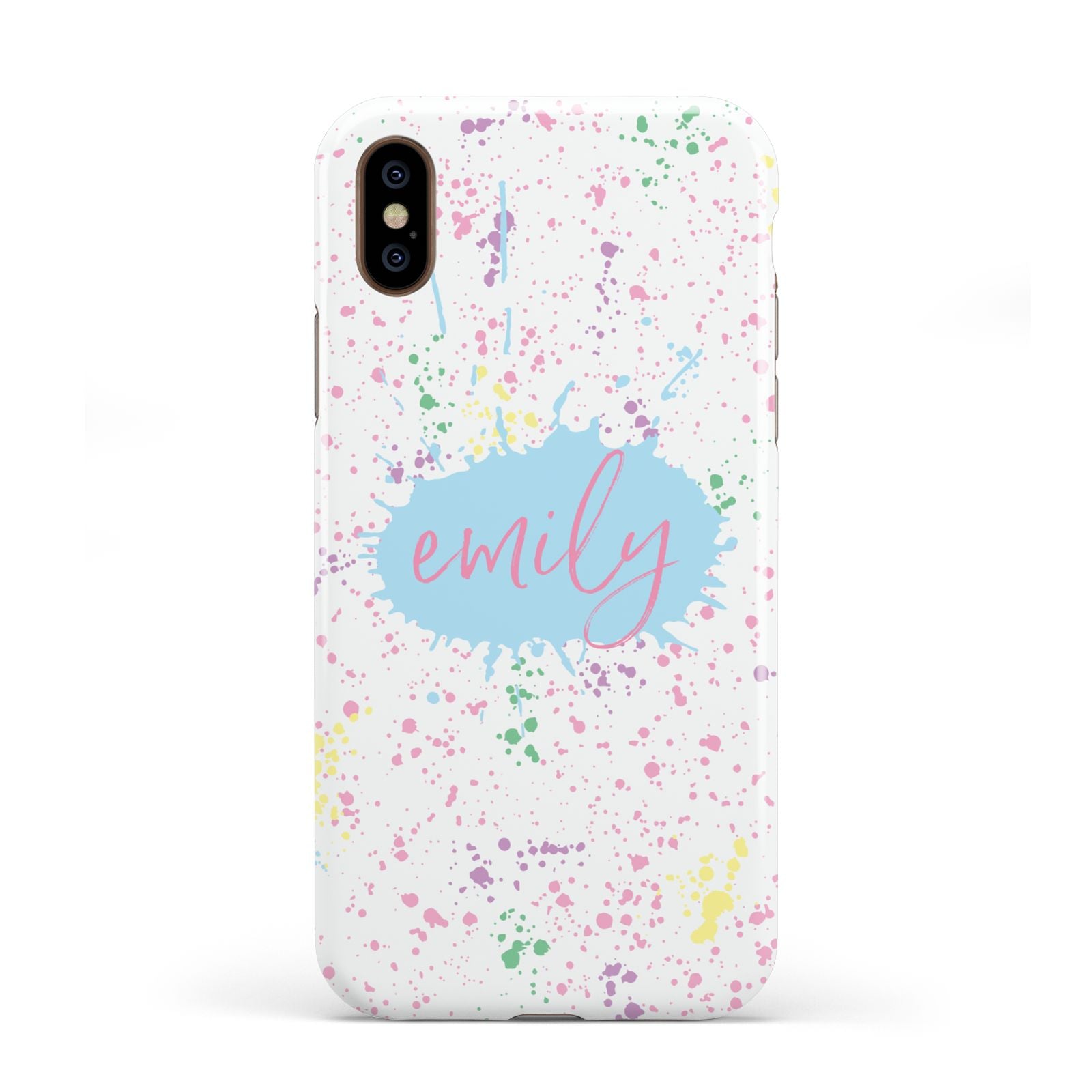 Personalised Ink Splatter Mulitcoloured Apple iPhone XS 3D Tough