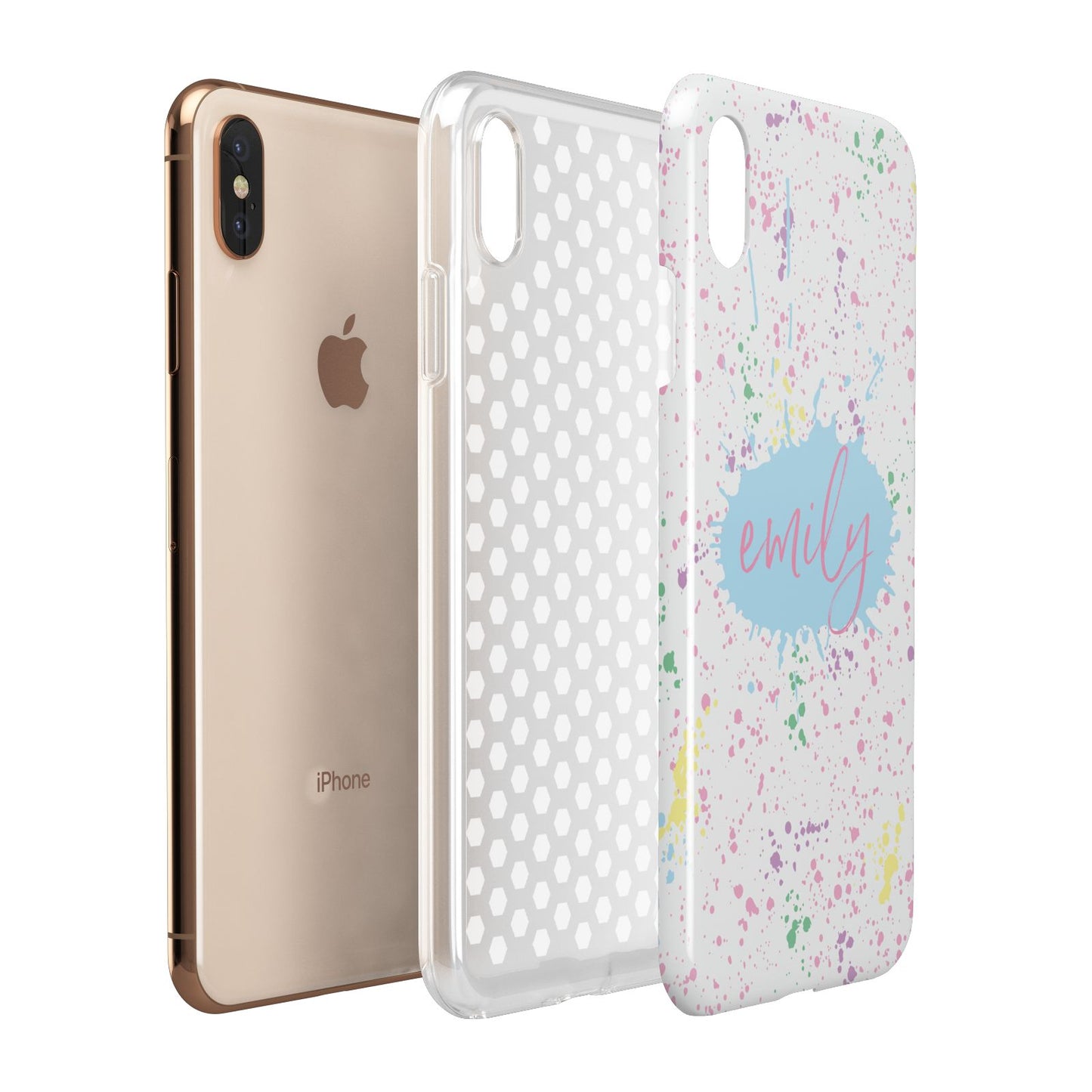 Personalised Ink Splatter Mulitcoloured Apple iPhone Xs Max 3D Tough Case Expanded View