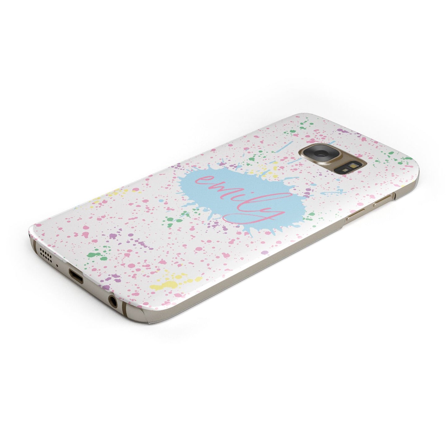 Personalised Ink Splatter Mulitcoloured Protective Samsung Galaxy Case Angled Image