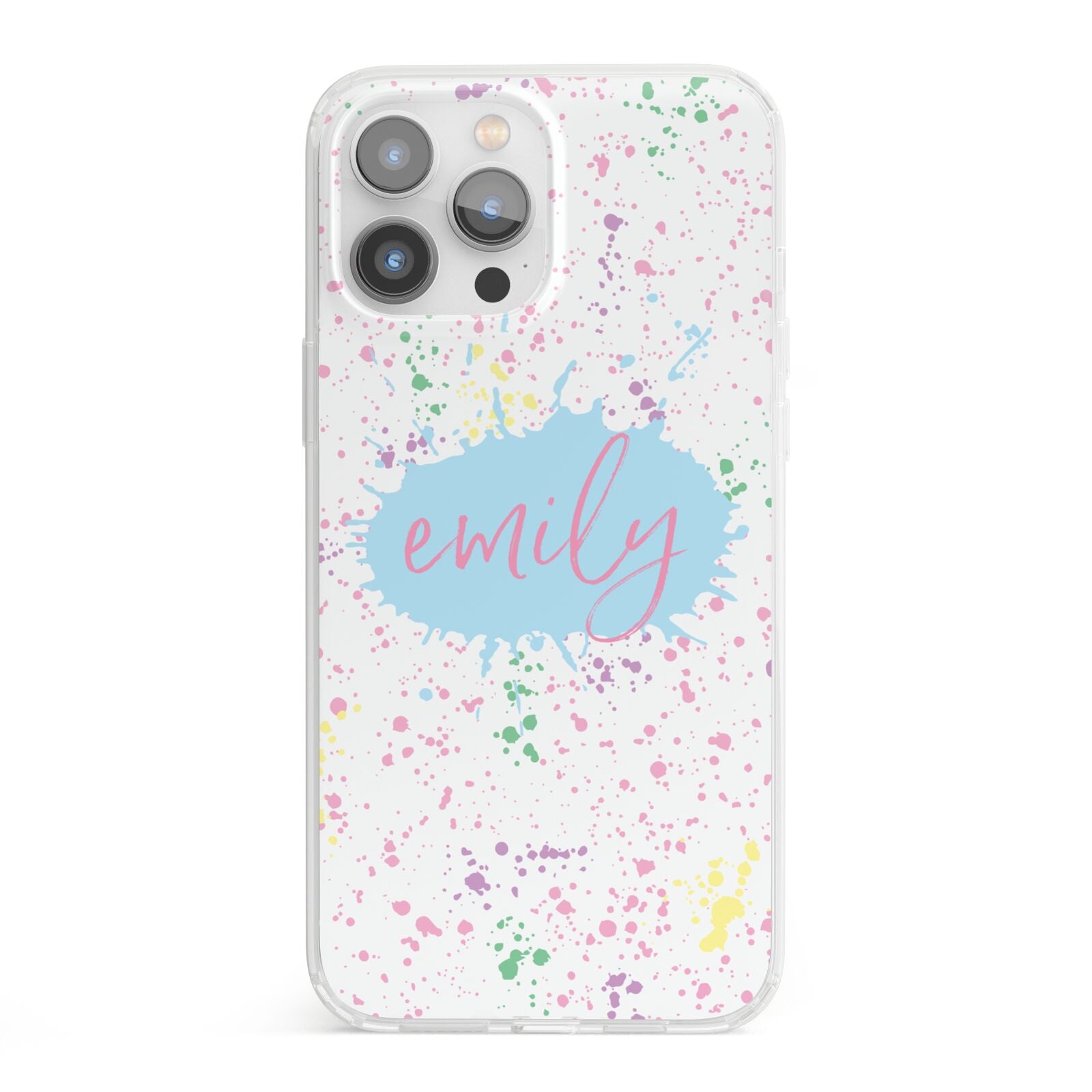 Personalised Ink Splatter Mulitcoloured iPhone 13 Pro Max Clear Bumper Case