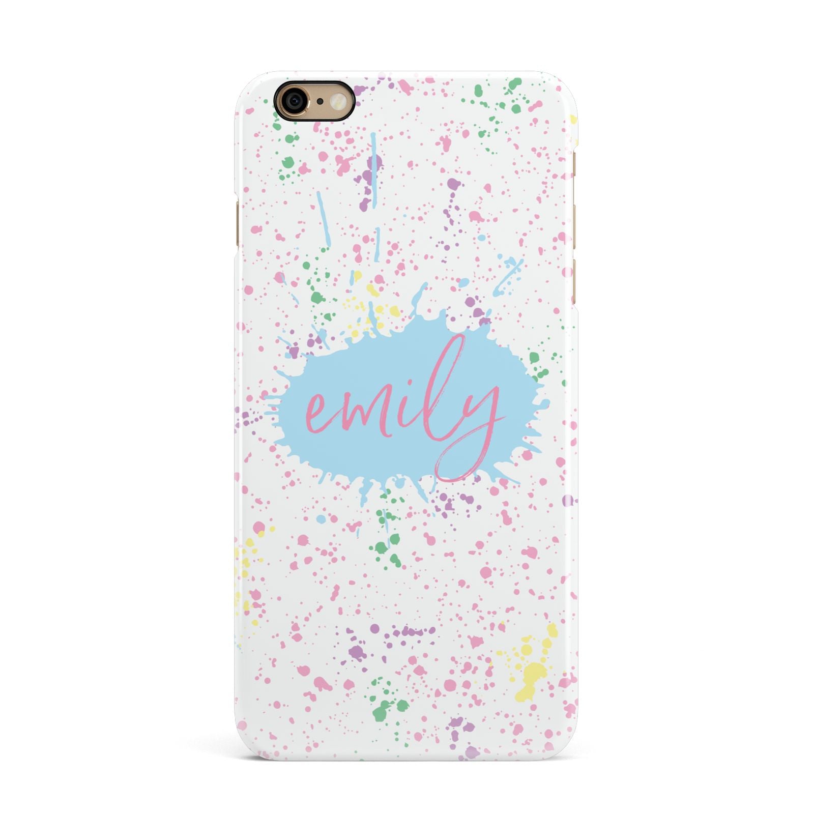 Personalised Ink Splatter Mulitcoloured iPhone 6 Plus 3D Snap Case on Gold Phone