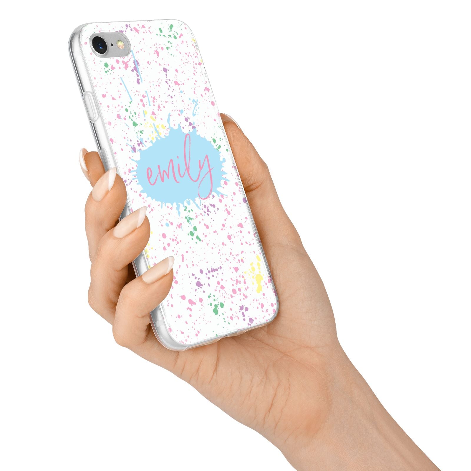 Personalised Ink Splatter Mulitcoloured iPhone 7 Bumper Case on Silver iPhone Alternative Image