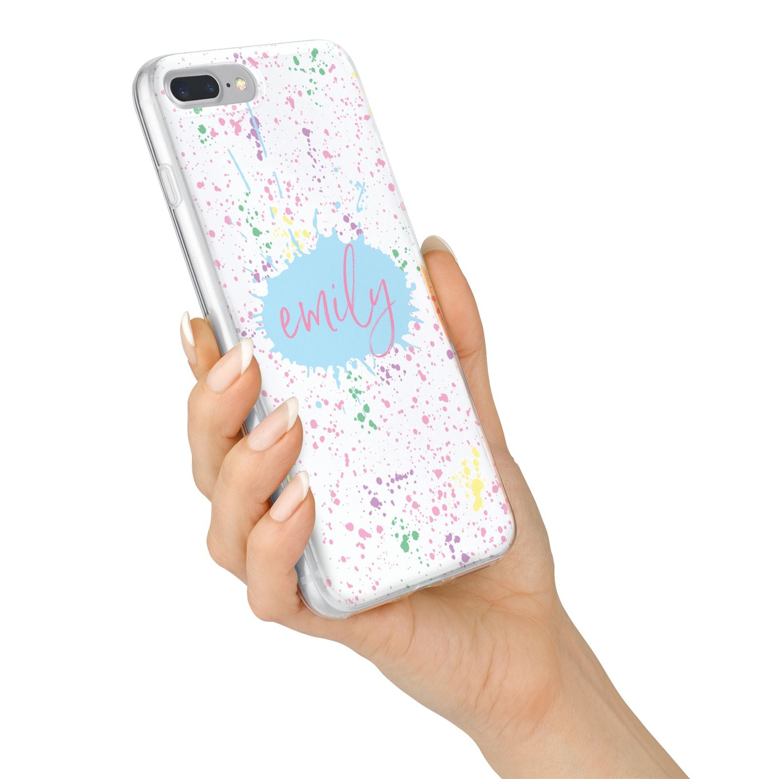 Personalised Ink Splatter Mulitcoloured iPhone 7 Plus Bumper Case on Silver iPhone Alternative Image