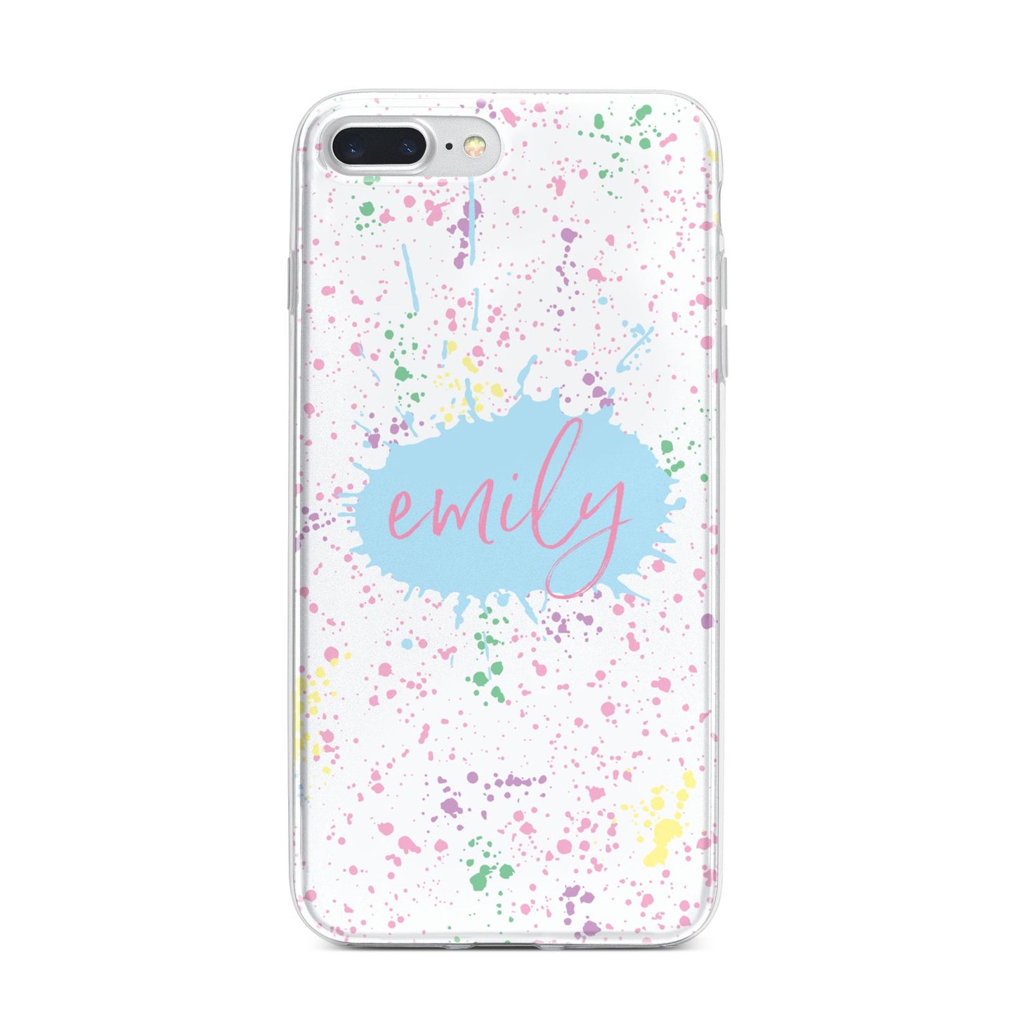 Personalised Ink Splatter Mulitcoloured iPhone 7 Plus Bumper Case on Silver iPhone