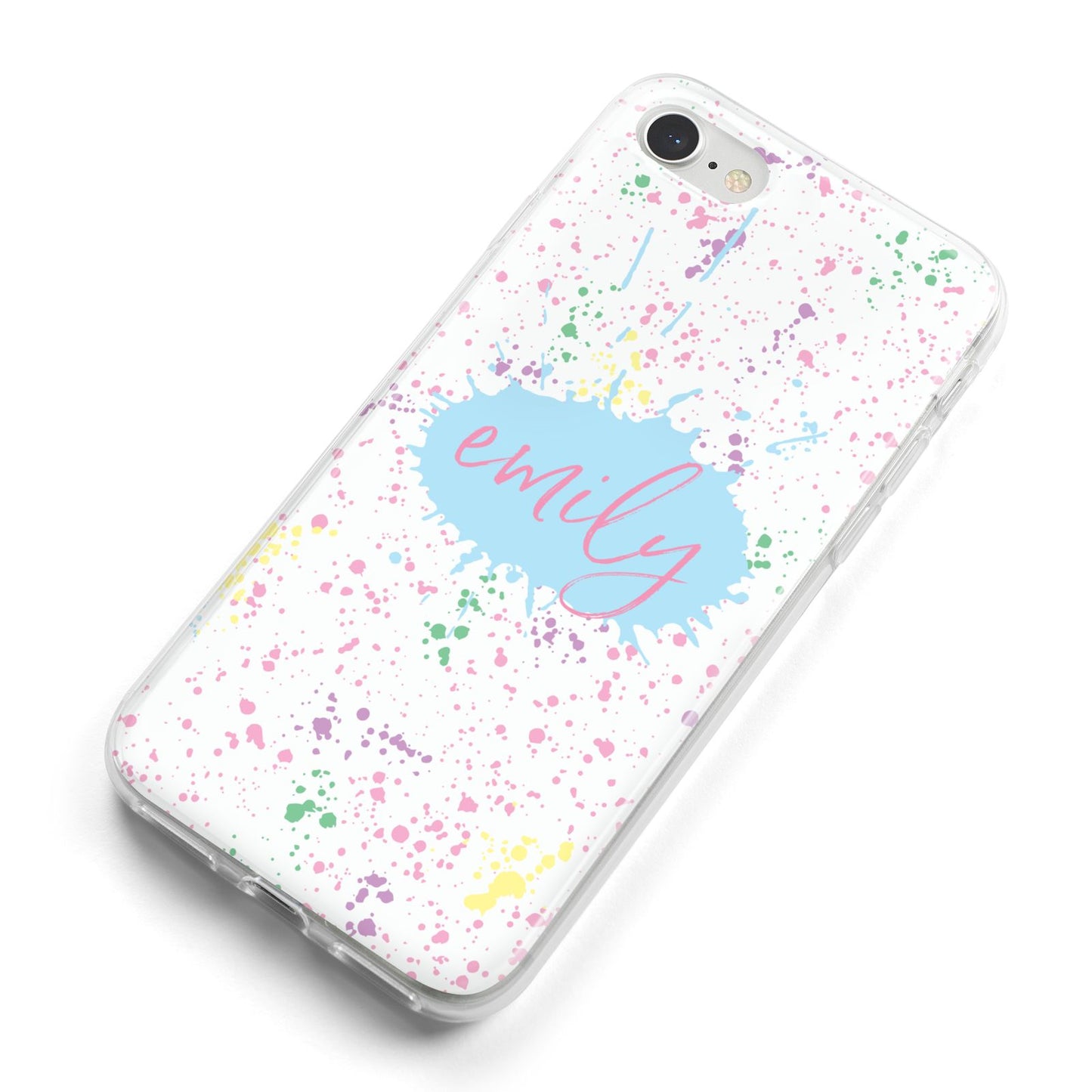 Personalised Ink Splatter Mulitcoloured iPhone 8 Bumper Case on Silver iPhone Alternative Image