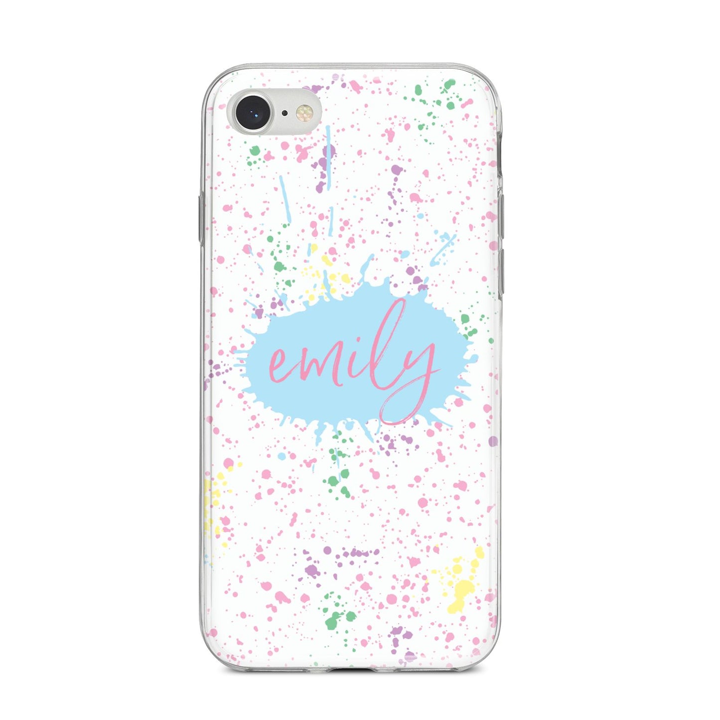 Personalised Ink Splatter Mulitcoloured iPhone 8 Bumper Case on Silver iPhone