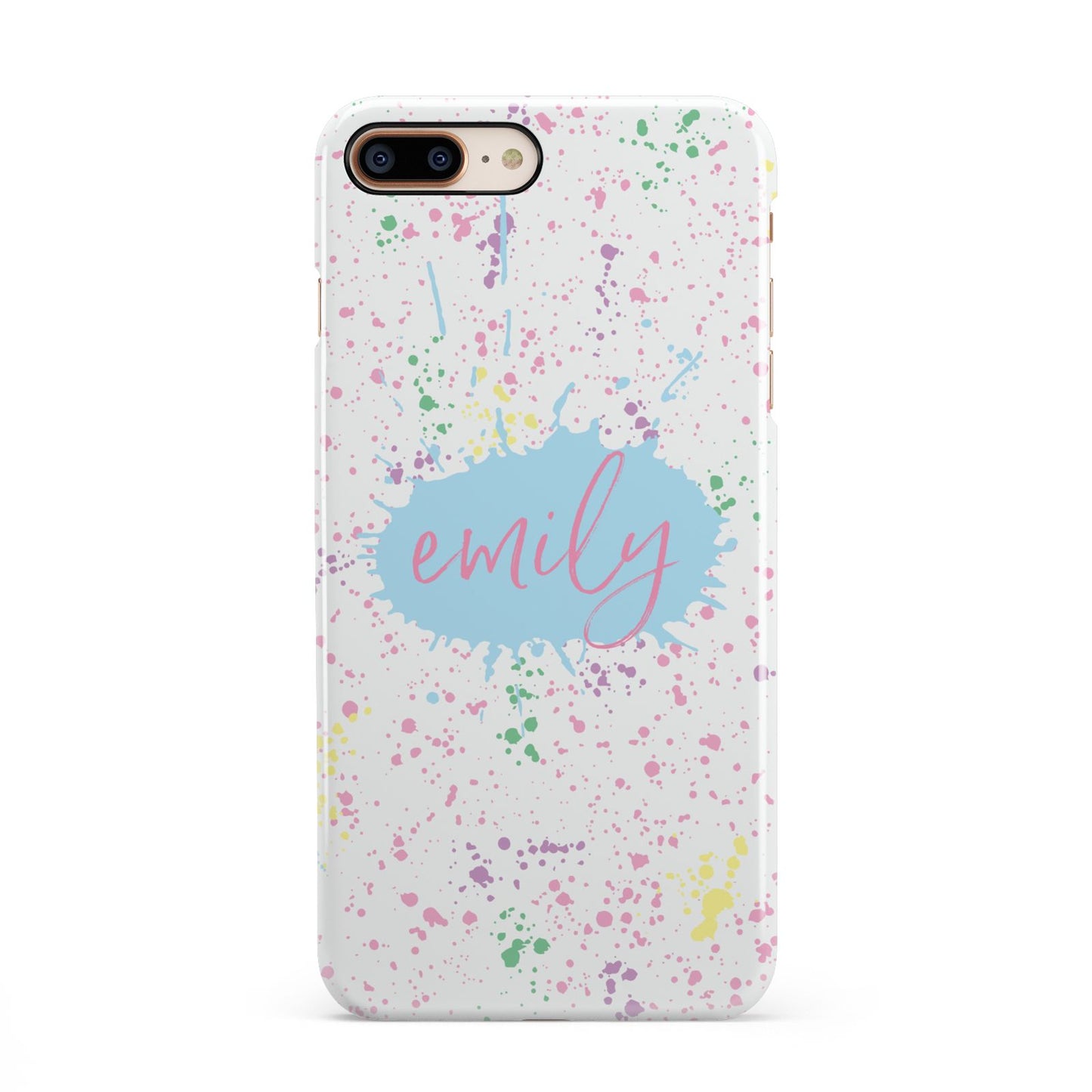 Personalised Ink Splatter Mulitcoloured iPhone 8 Plus 3D Snap Case on Gold Phone