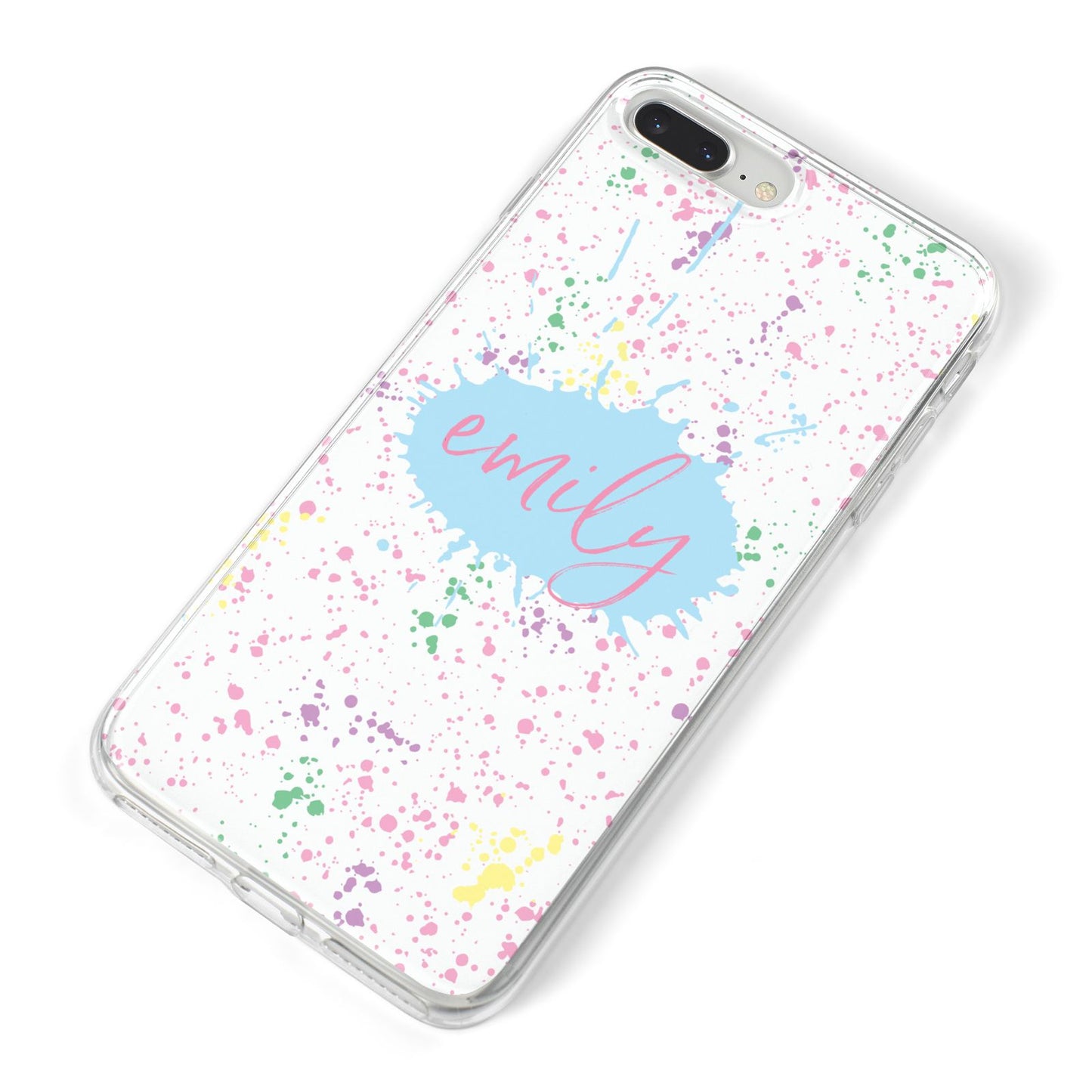 Personalised Ink Splatter Mulitcoloured iPhone 8 Plus Bumper Case on Silver iPhone Alternative Image