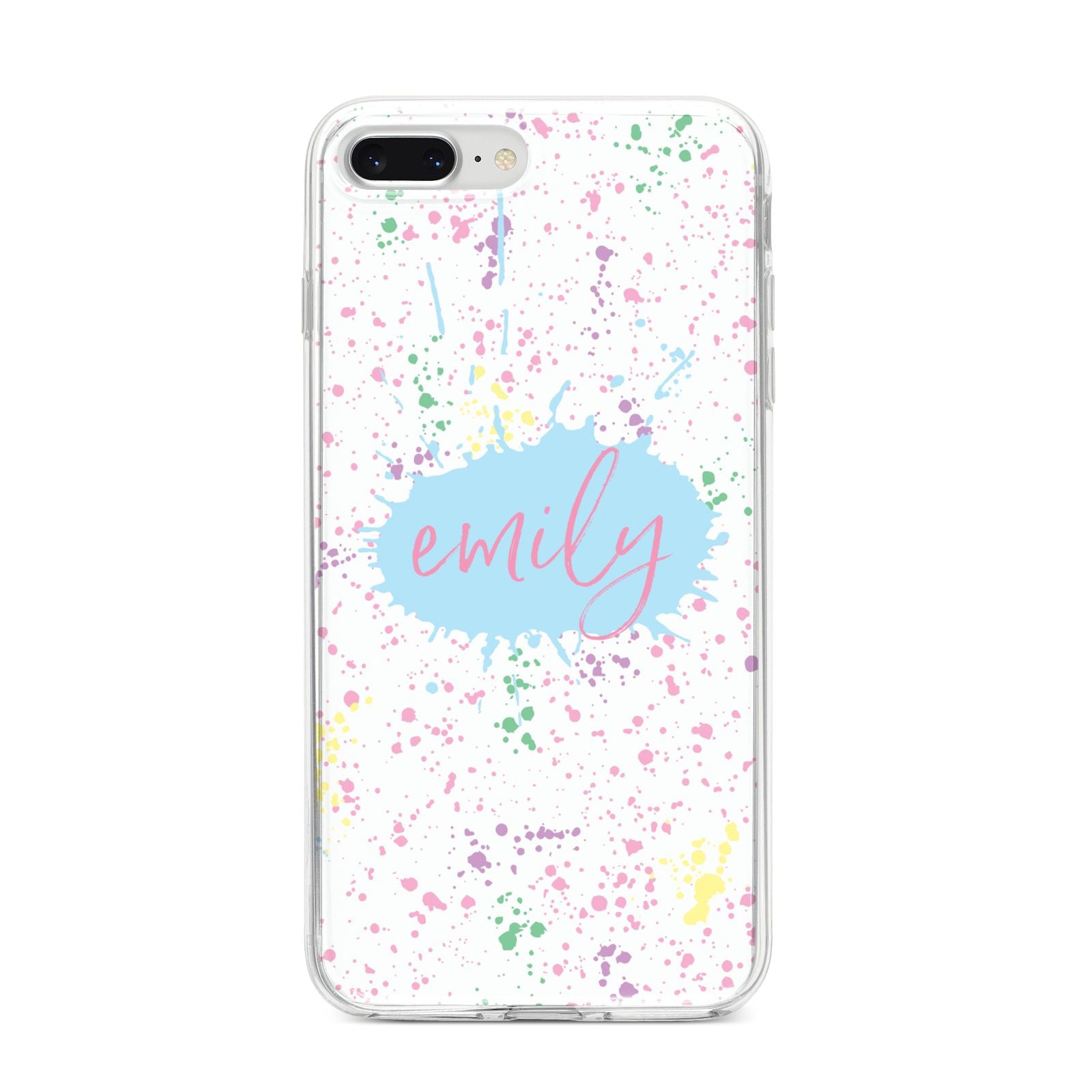 Personalised Ink Splatter Mulitcoloured iPhone 8 Plus Bumper Case on Silver iPhone