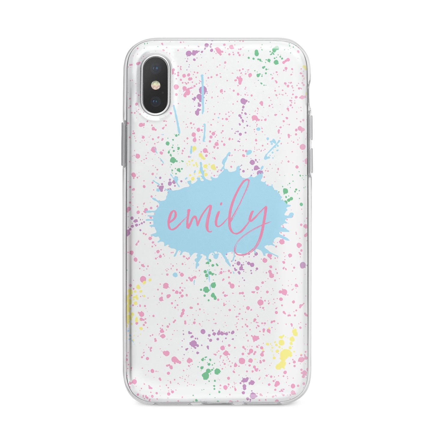 Personalised Ink Splatter Mulitcoloured iPhone X Bumper Case on Silver iPhone Alternative Image 1