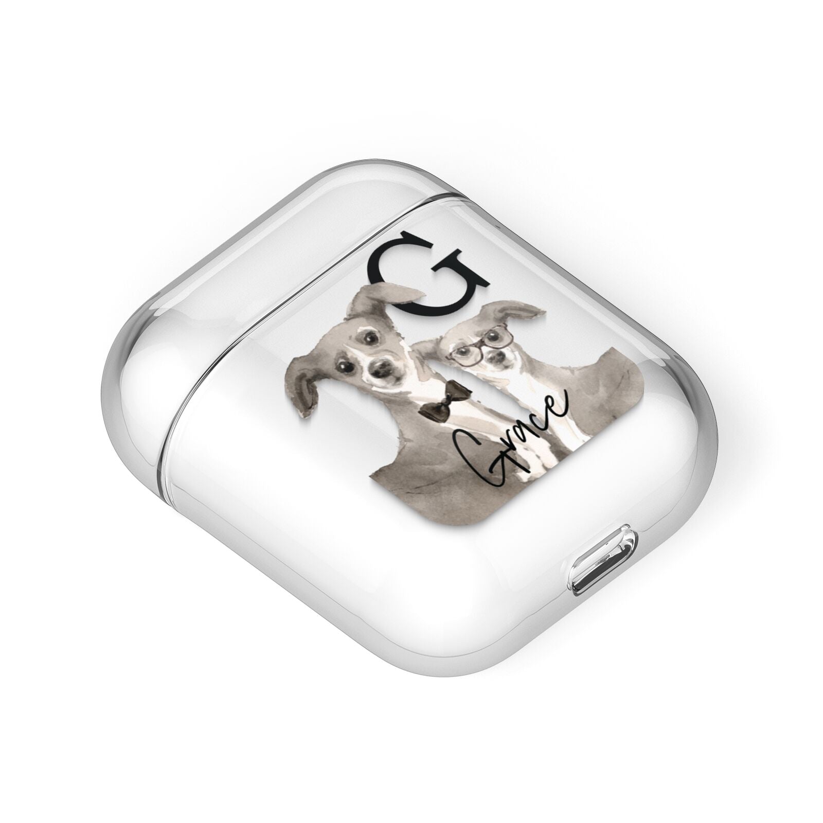 Personalised Italian Greyhound AirPods Case Laid Flat