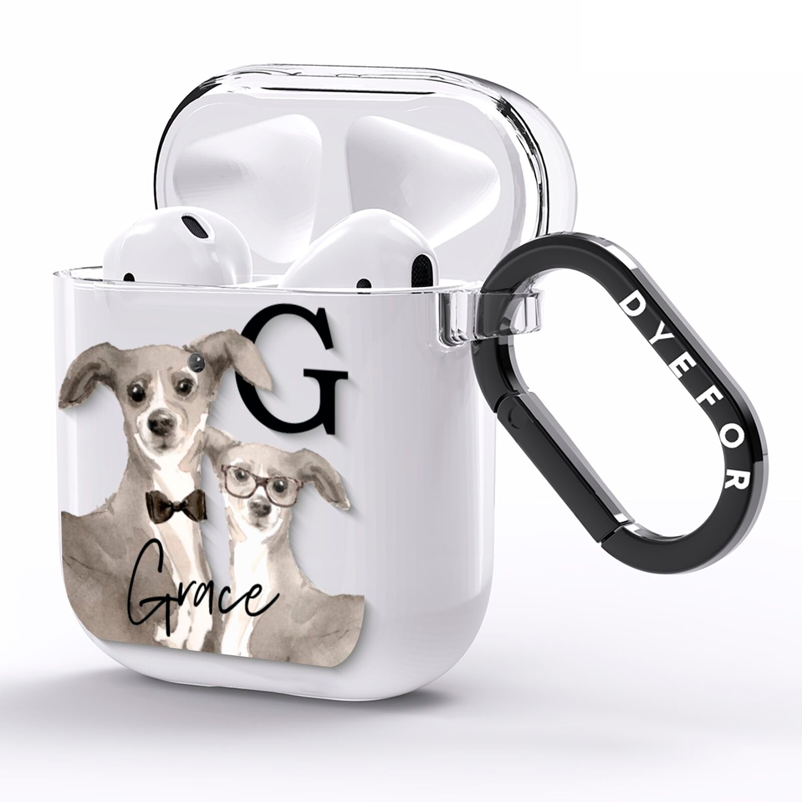 Personalised Italian Greyhound AirPods Clear Case Side Image