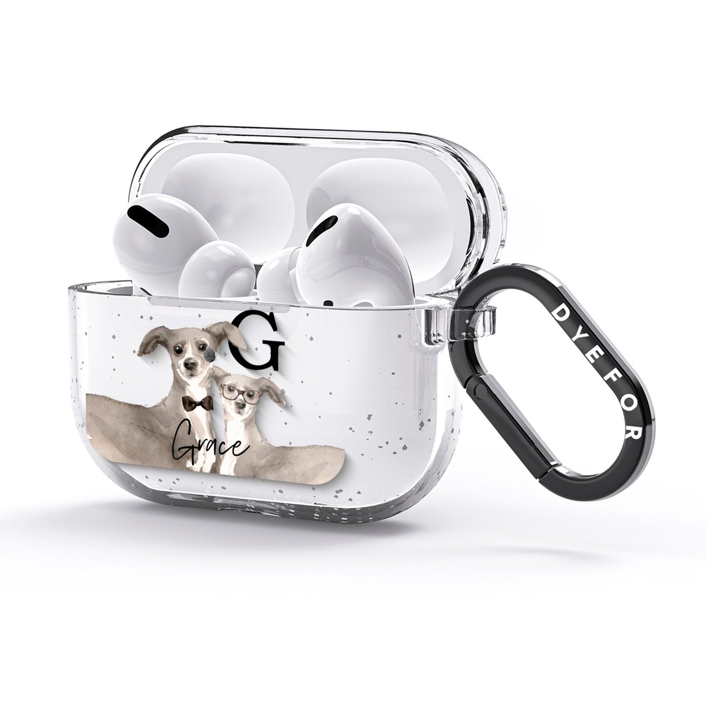 Personalised Italian Greyhound AirPods Glitter Case 3rd Gen Side Image